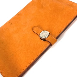 Hermes Long wallet Coin Compartment with coin purse Long Wallet Orange SilverHardware