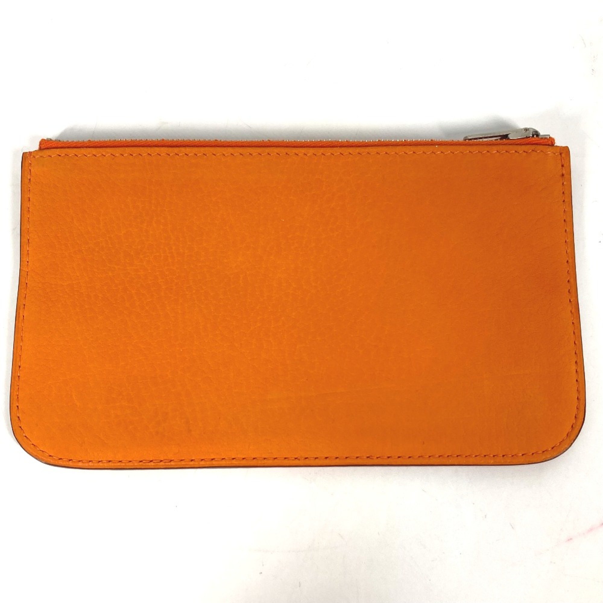 Hermes Long wallet Coin Compartment with coin purse Long Wallet Orange SilverHardware