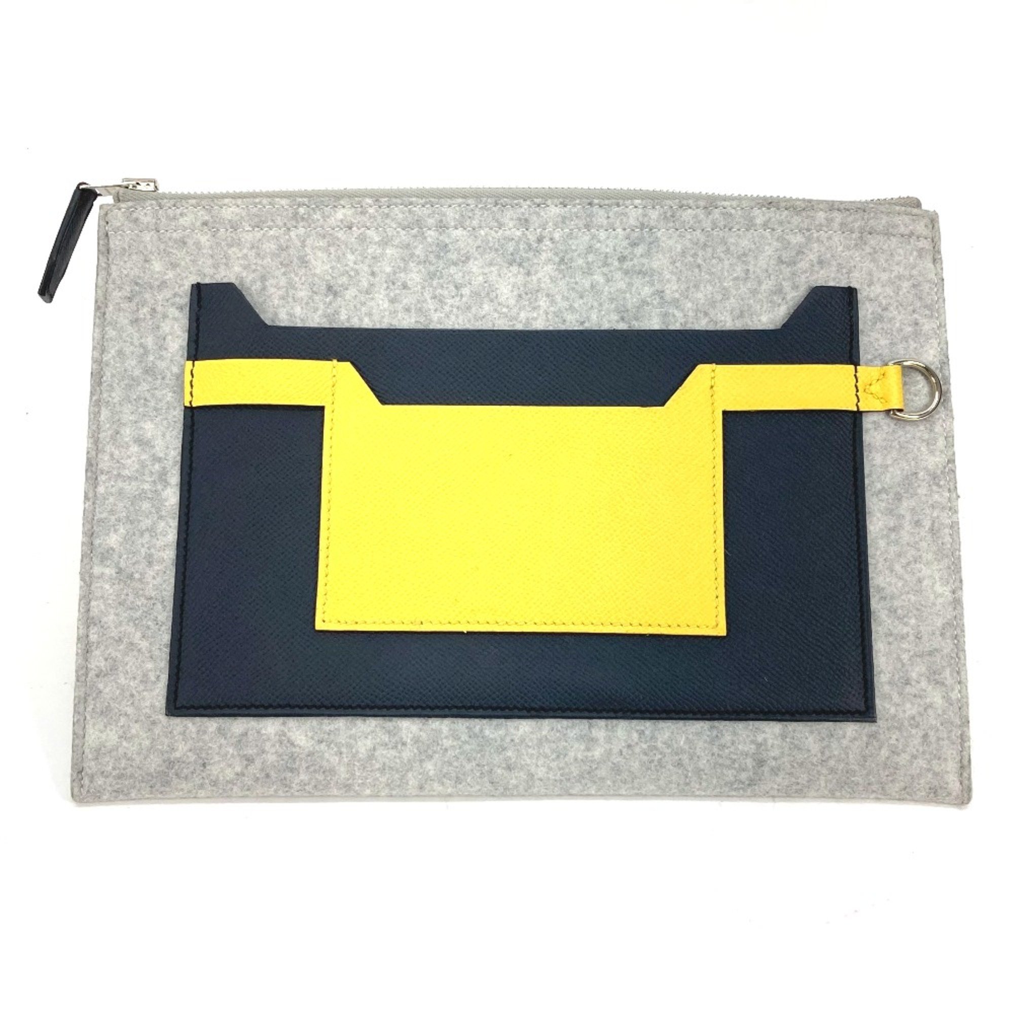 Hermes Pouch Cluch Bag bag Clutch bag Gray x Yellow