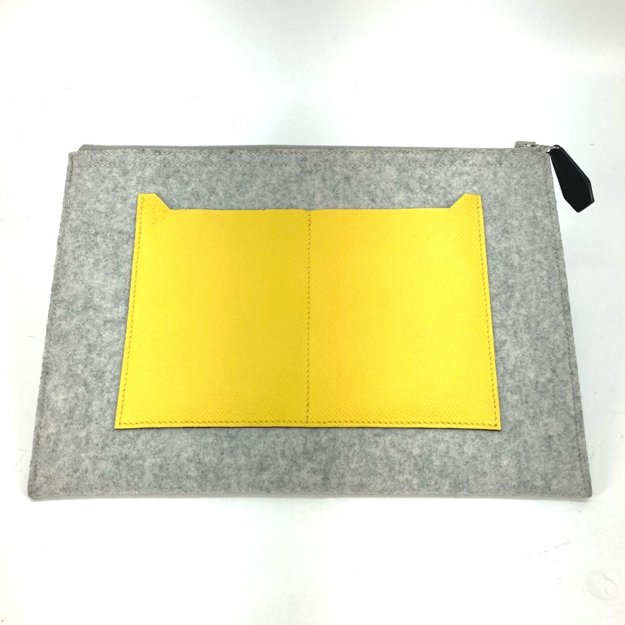 Hermes Pouch Cluch Bag bag Clutch bag Gray x Yellow