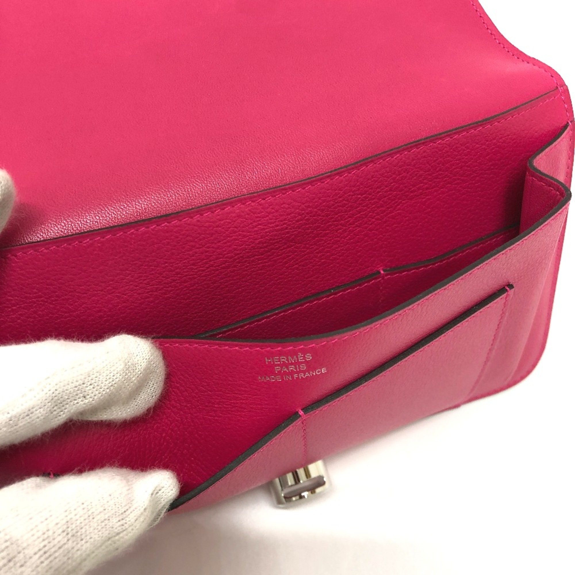 Hermes Bi-fold Wallet Long Wallet Wallet Long Wallet Long Wallet Rose mexico pink SilverHardware