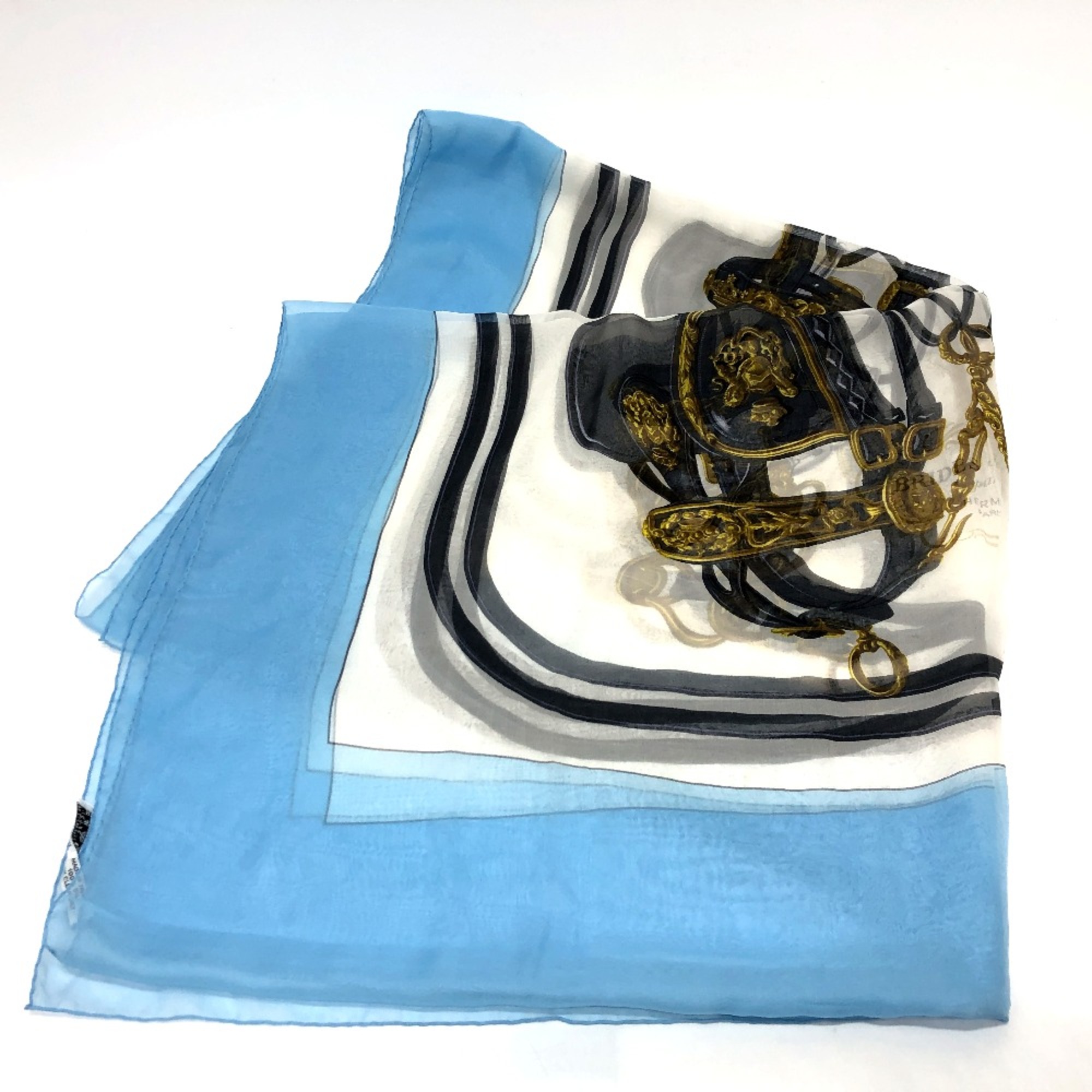 Hermes Brides de Gala Silk chiffon Scarf blue