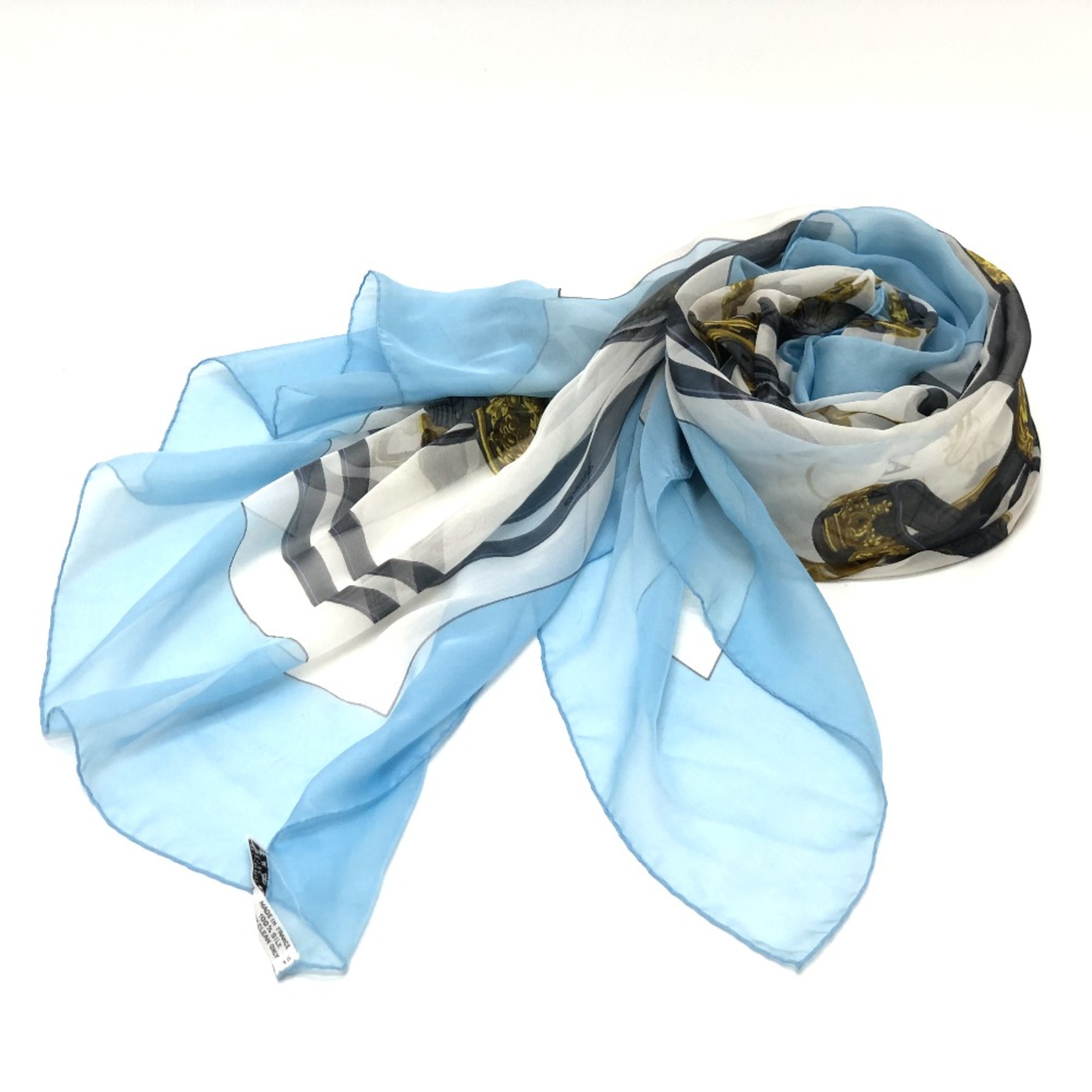 Hermes Brides de Gala Silk chiffon Scarf blue