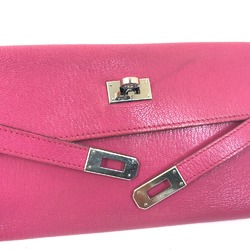 Hermes Three fold Long Wallet Pink Based SilverHardware