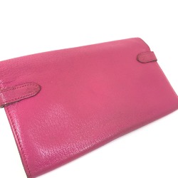 Hermes Three fold Long Wallet Pink Based SilverHardware