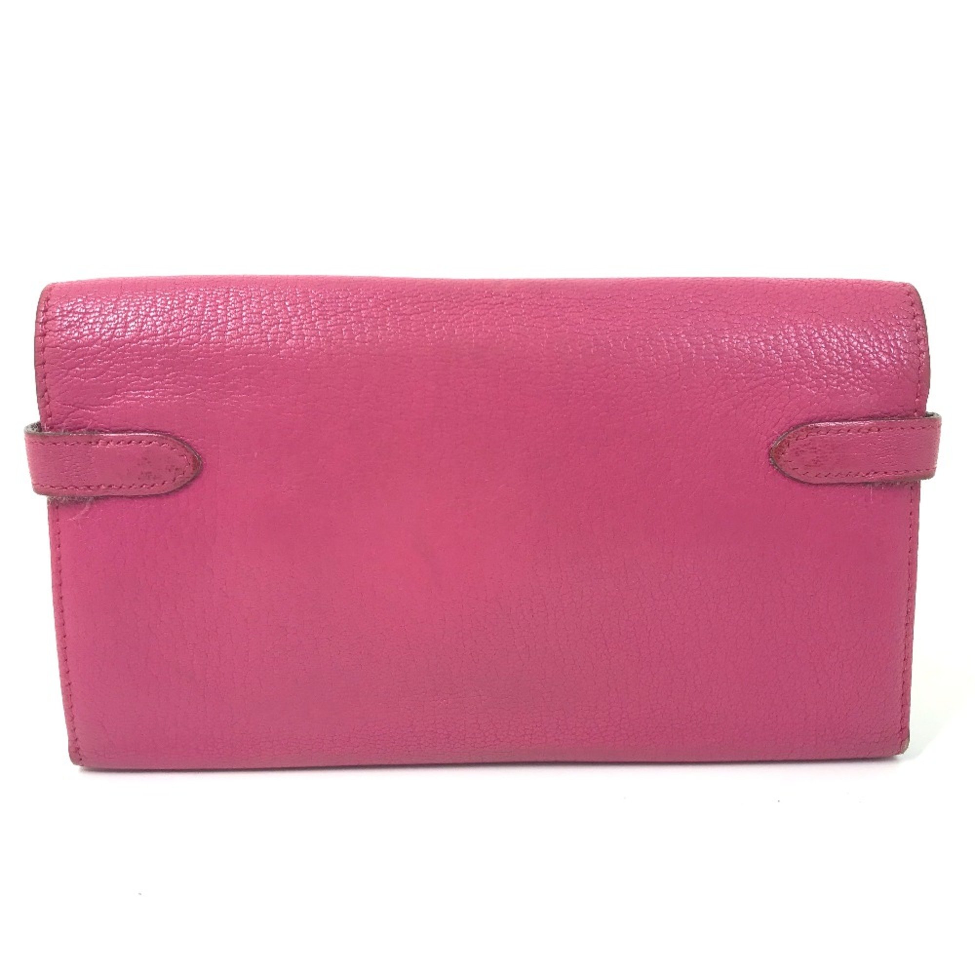 Hermes Three fold Long Wallet Pink Based SilverHardware