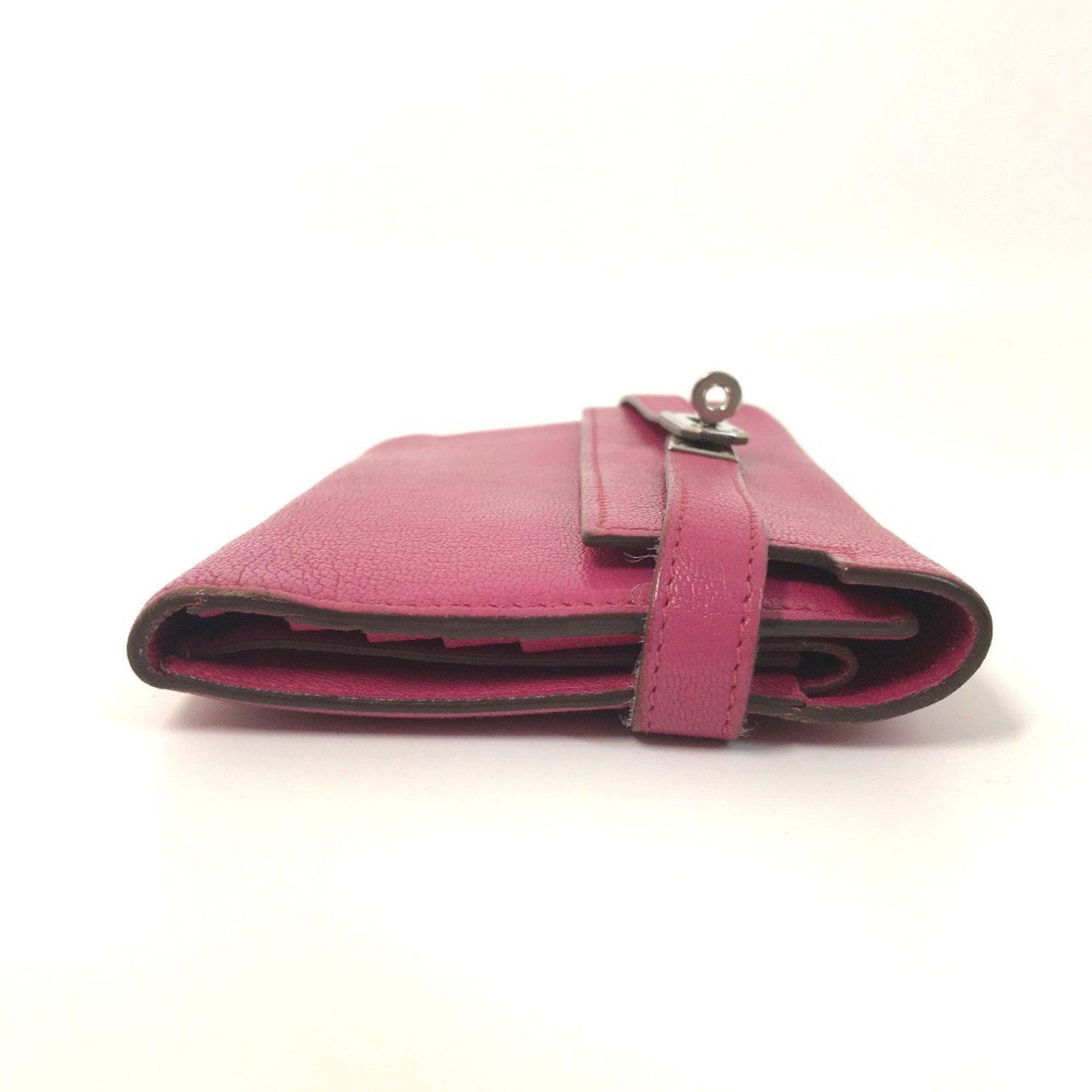 Hermes Three fold Long Wallet Pink Based SilverHardware