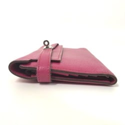 Hermes Three fold Long Wallet Pink Based SilverHardware