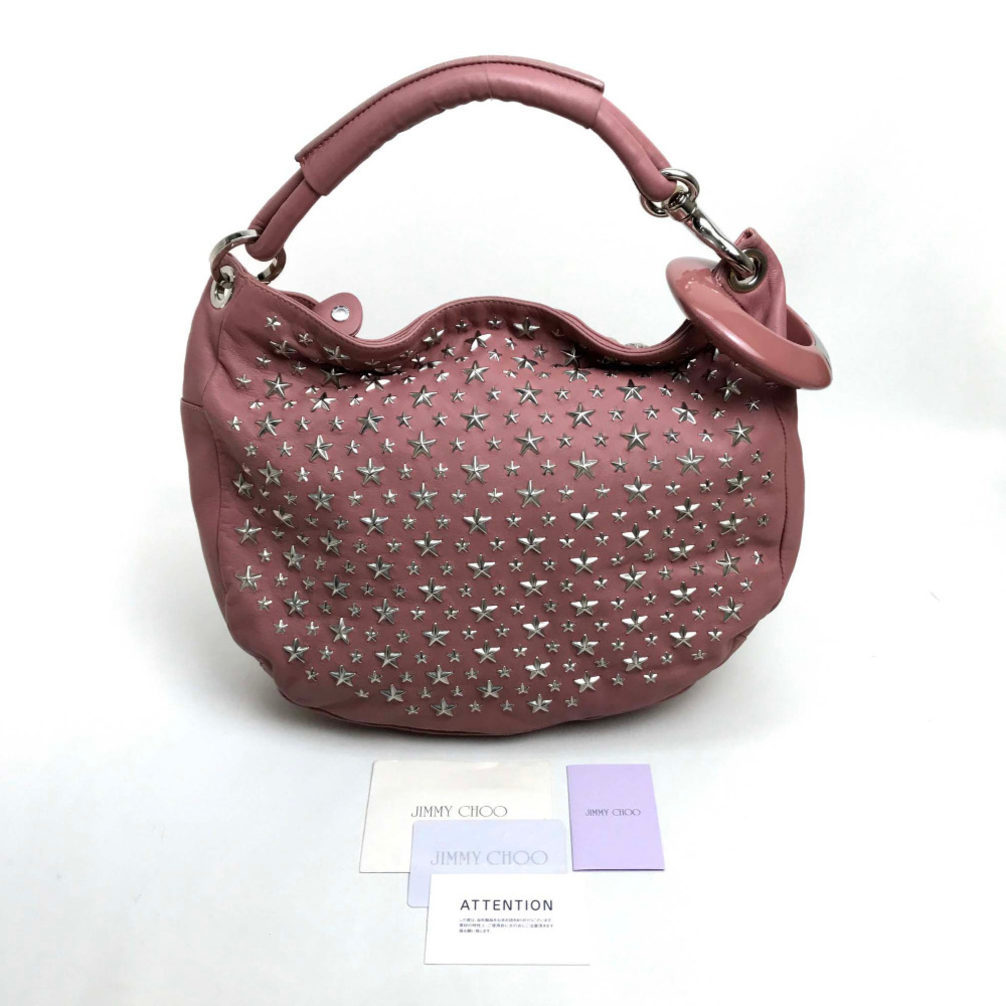 Jimmy Choo Star studs stars Bag Shoulder Bag Semi-Shoulder Hand Bag Shoulder Bag pink Silver