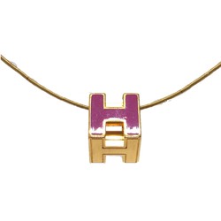 Hermes H cube Necklace purple GoldHardware