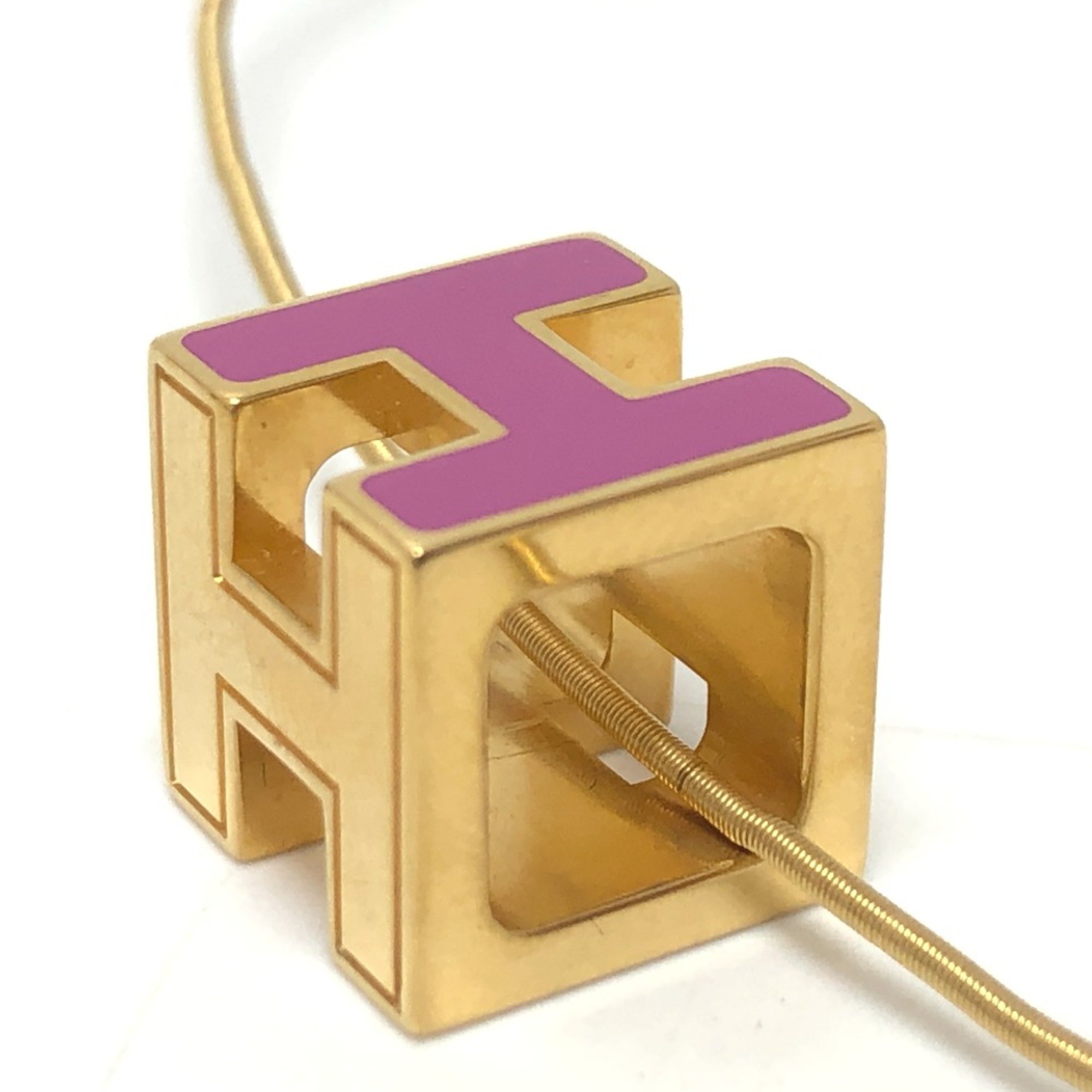 Hermes H cube Necklace purple GoldHardware