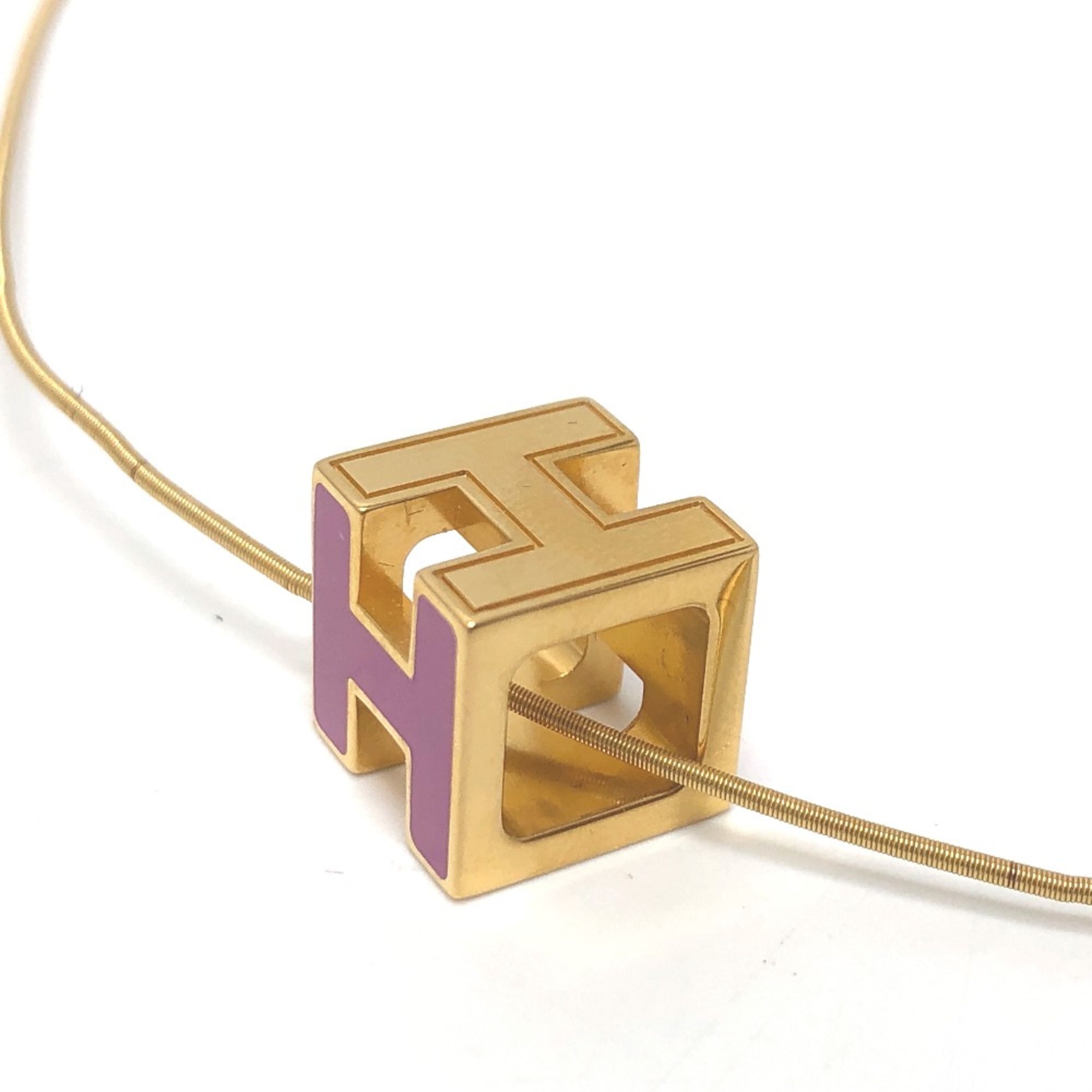 Hermes H cube Necklace purple GoldHardware