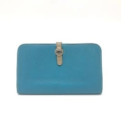 Hermes Bicolor Wallet Wallet Long Wallet Long Wallet Blue Gene x Turtile Gray blue SilverHardware