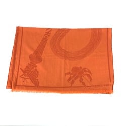 Hermes Horse pattern Cheval shawl muffler fringe Stole/Shawl Orange
