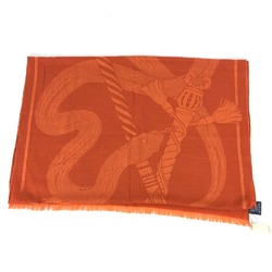 Hermes Horse pattern Cheval shawl muffler fringe Stole/Shawl Orange