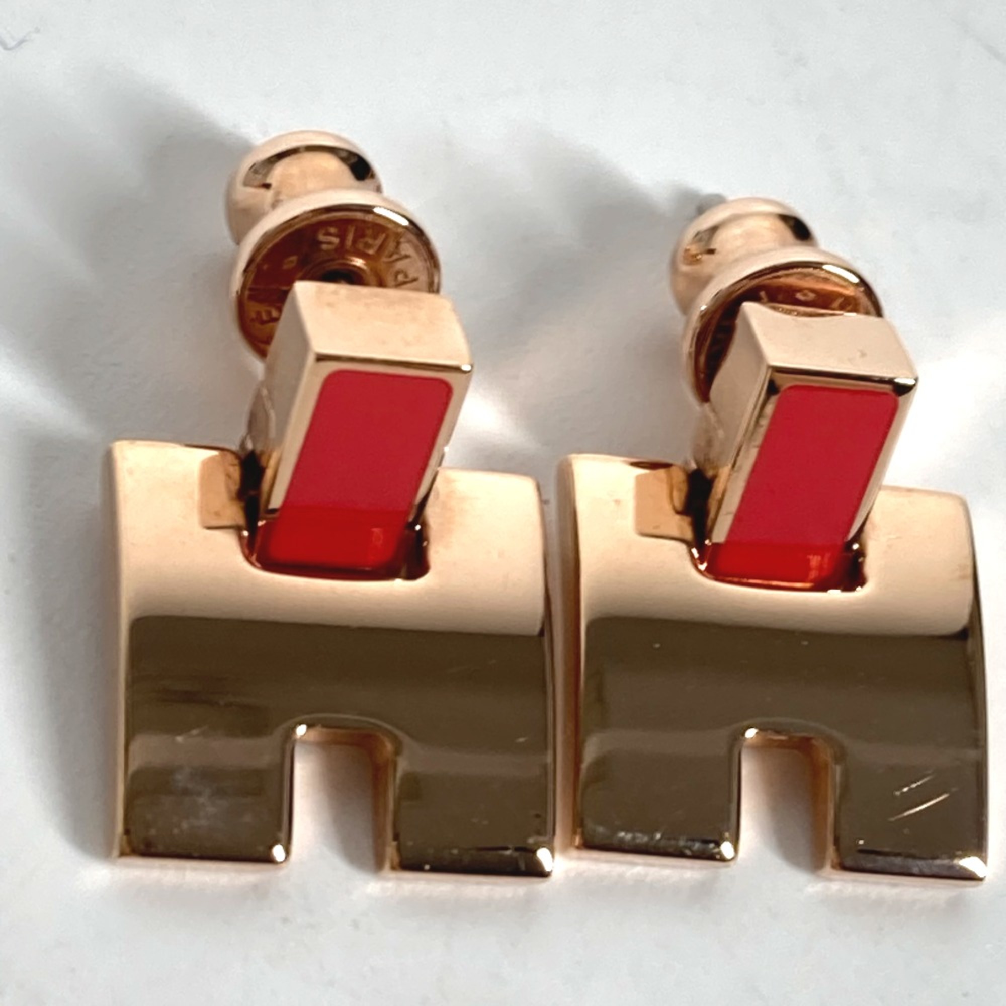 Hermes H logo accessories Pierce pink Pink Gold