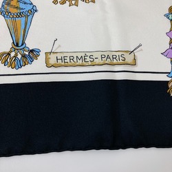 Hermes Pasementerie string decoration Scarf Navy White