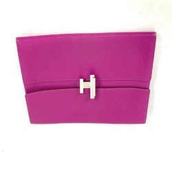 Hermes flap pouch bag Clutch bag Rose purple pink SilverHardware