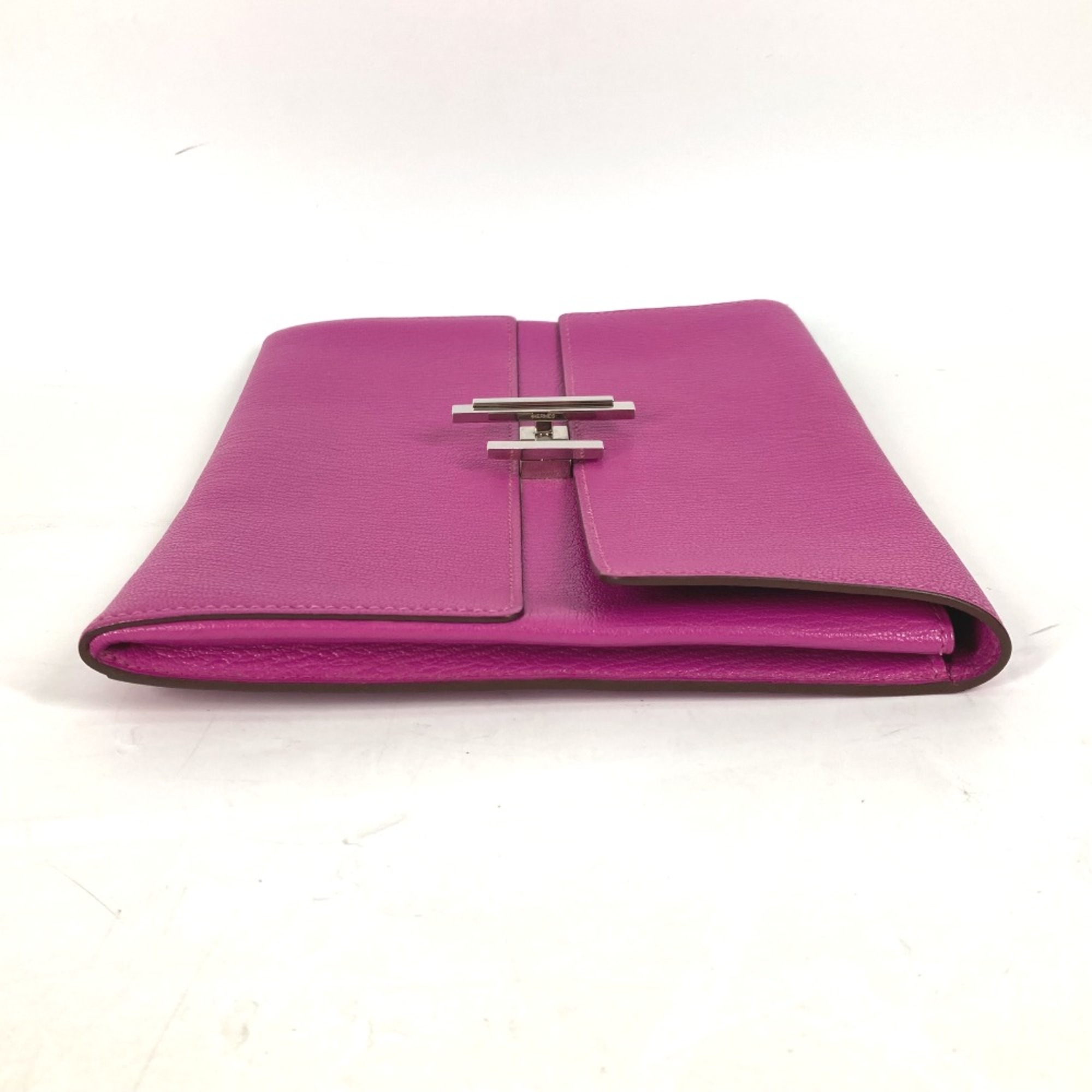 Hermes flap pouch bag Clutch bag Rose purple pink SilverHardware