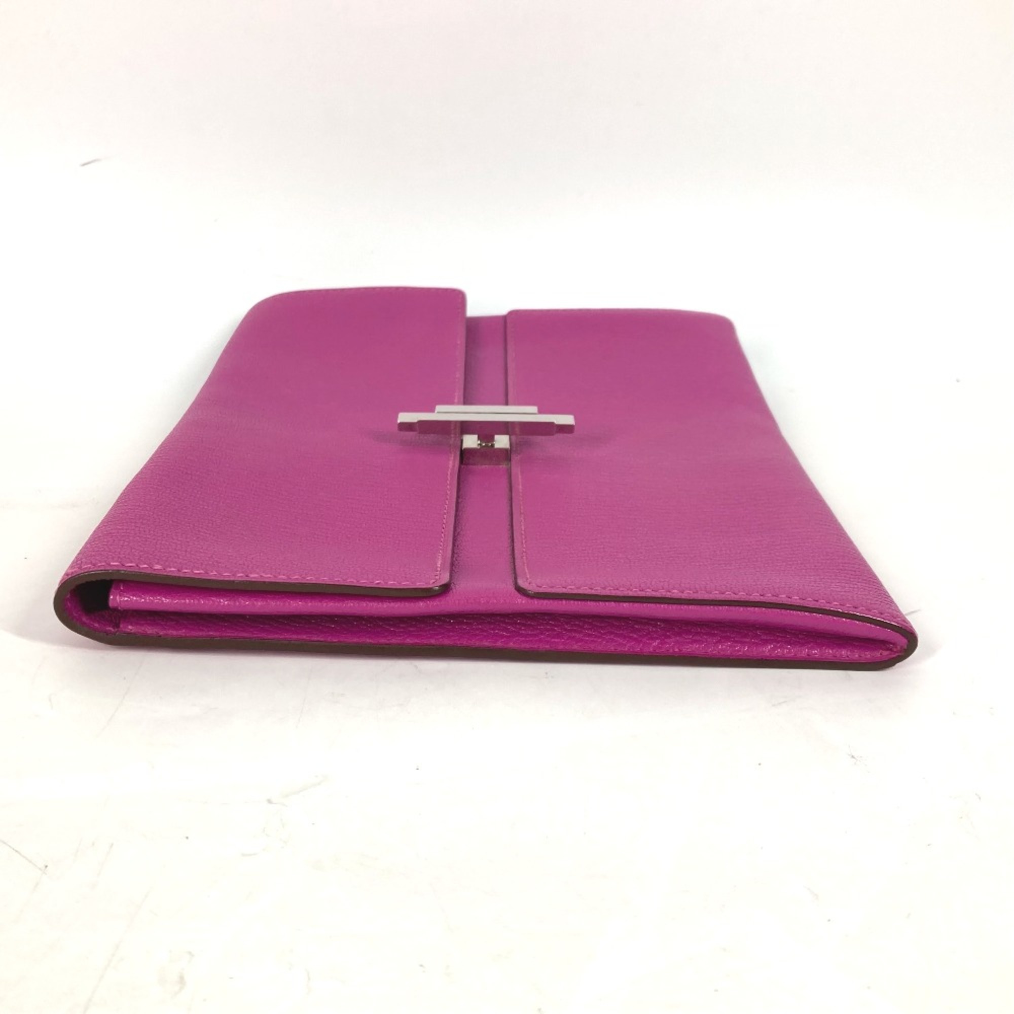 Hermes flap pouch bag Clutch bag Rose purple pink SilverHardware