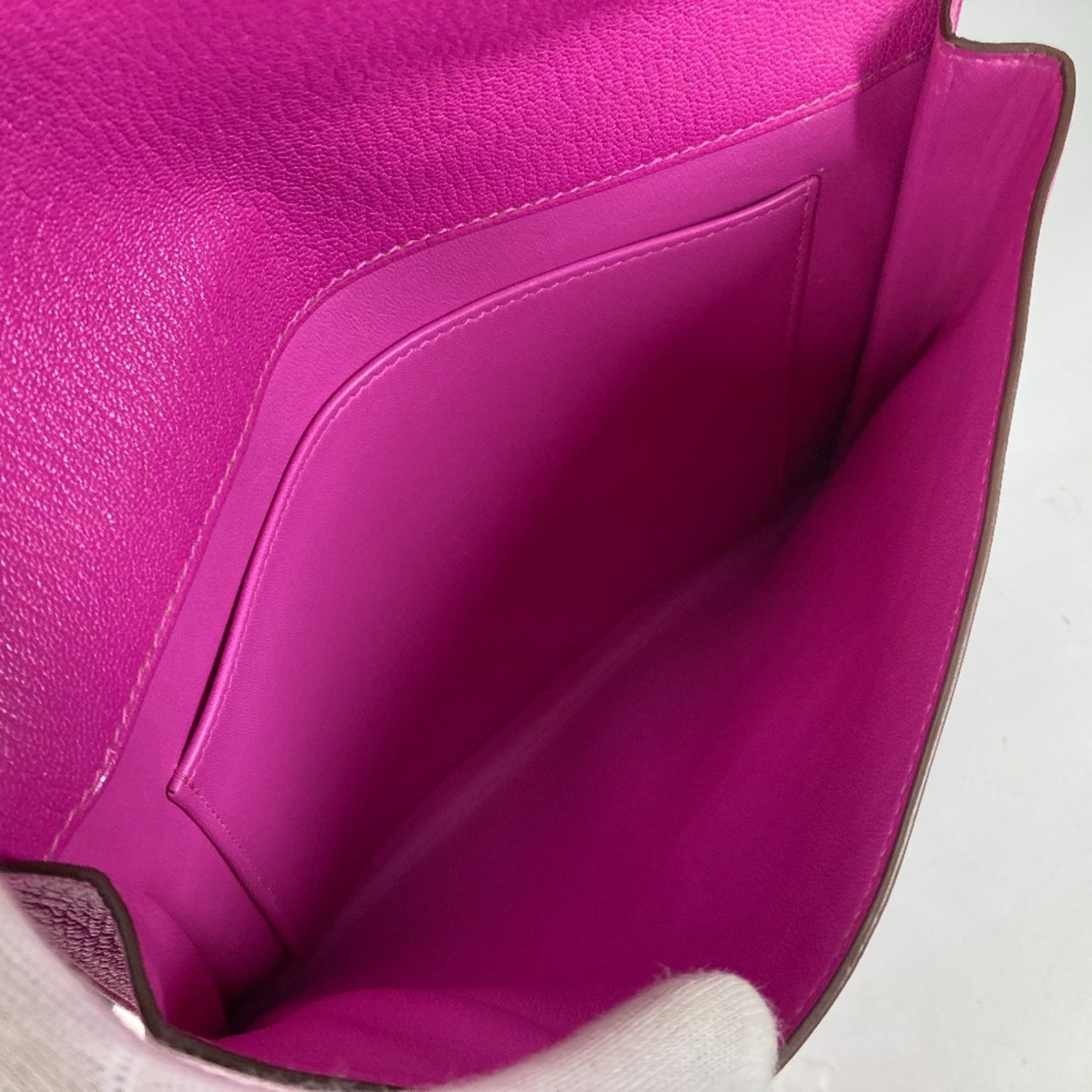 Hermes flap pouch bag Clutch bag Rose purple pink SilverHardware