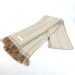 Hermes logo stripe Scarf Beige WhiteBased