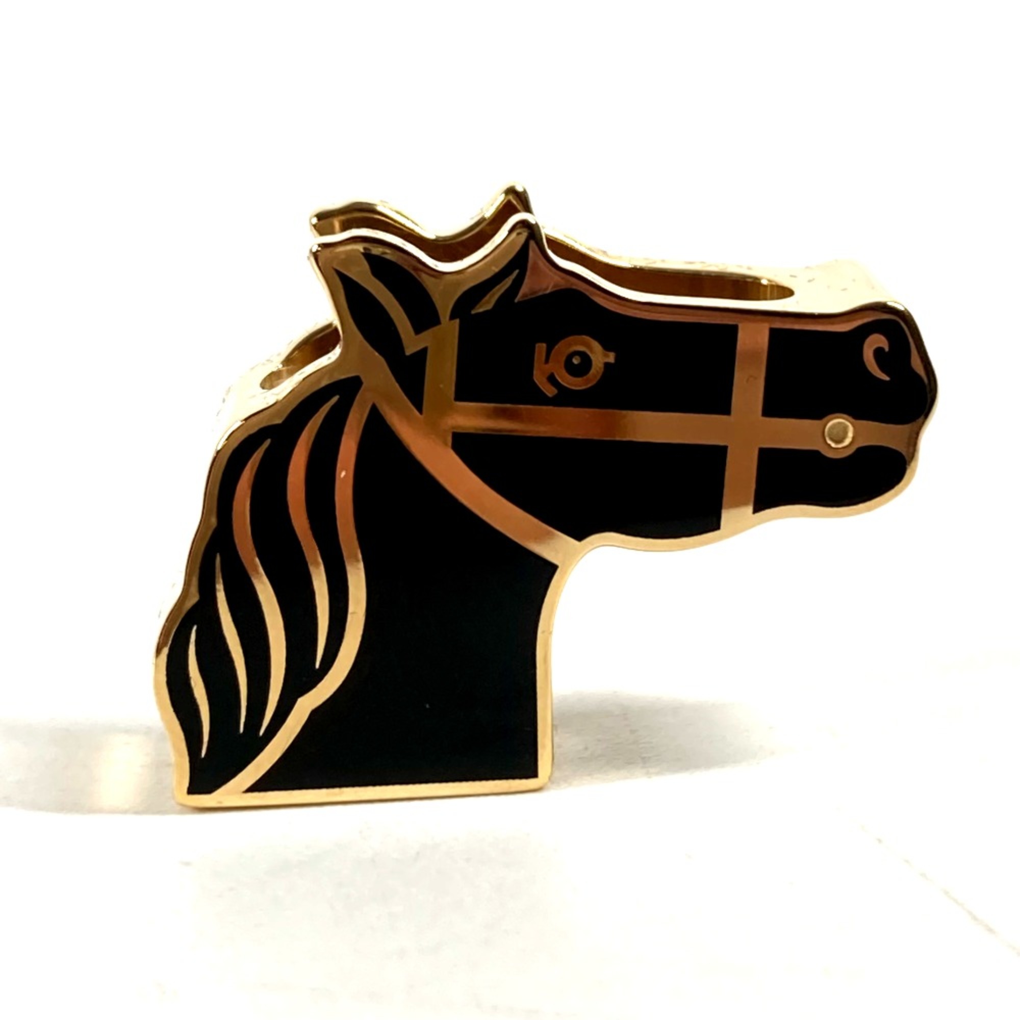 Hermes Cheval Horse Horse motif fashion accessories Scarf ring Gold Black