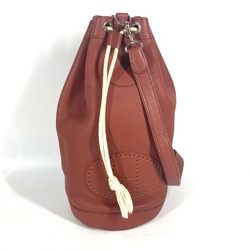 Hermes H logo Drawstring Duffle Bag One Shoulder Shoulder Bag Rouge Brown