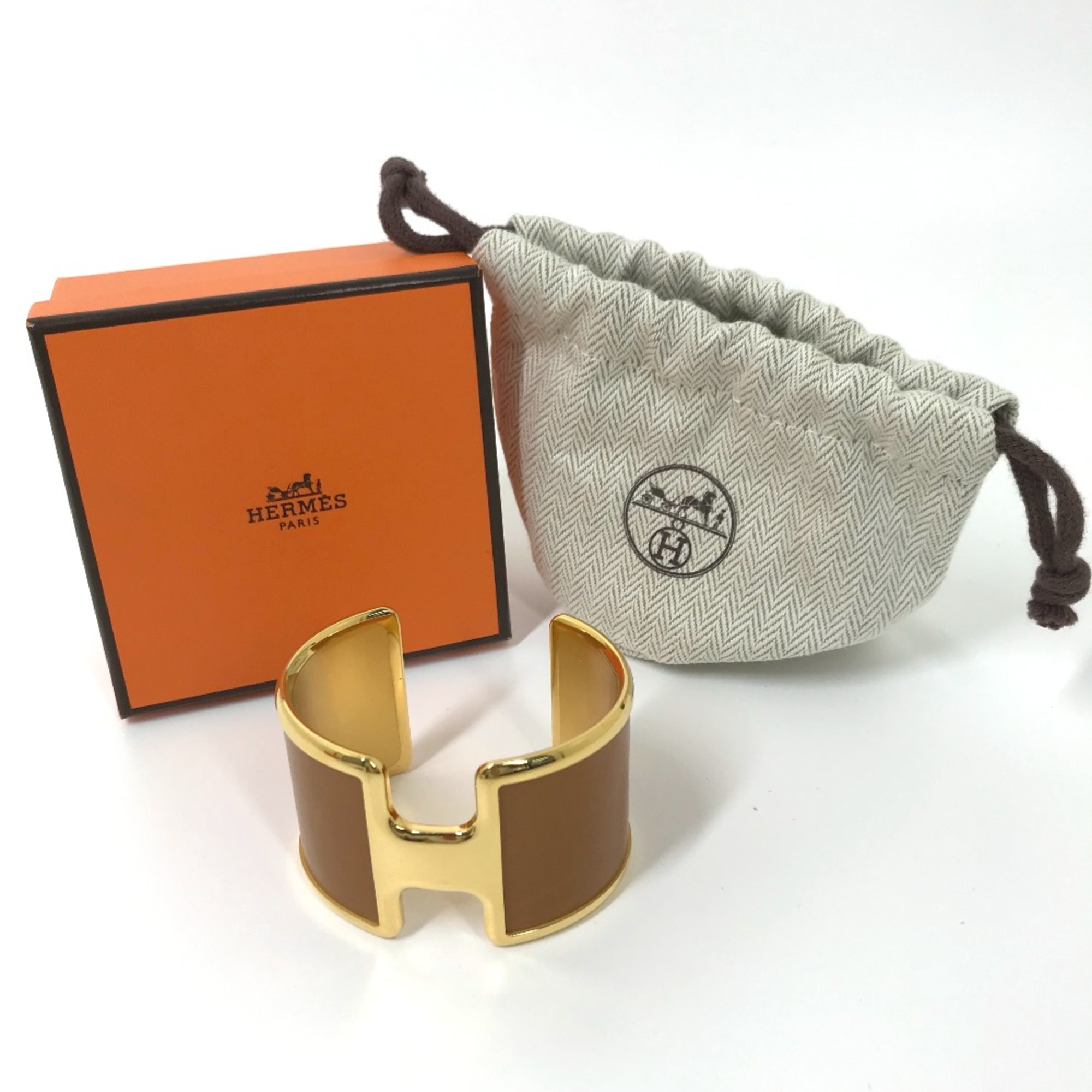 Hermes Bracelet Accessories Bangle Brown x Gold