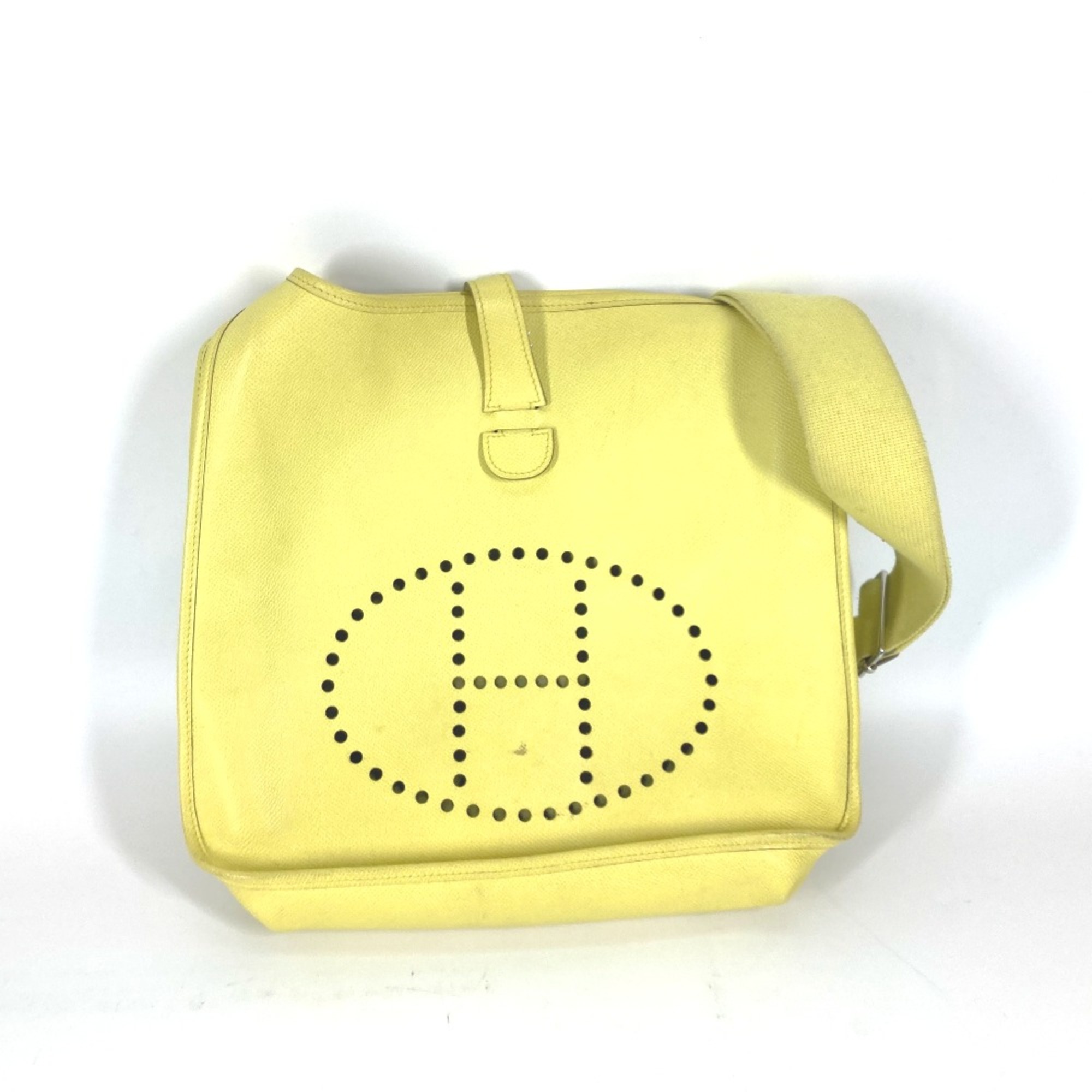 Hermes Crossbody bag Punching logo Shoulder Bag lime yellow