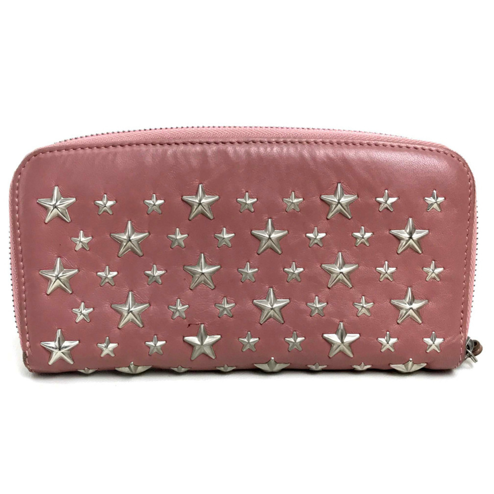 Jimmy Choo Star studs Zip Around Long Wallet Long Wallet Rose Pink Based