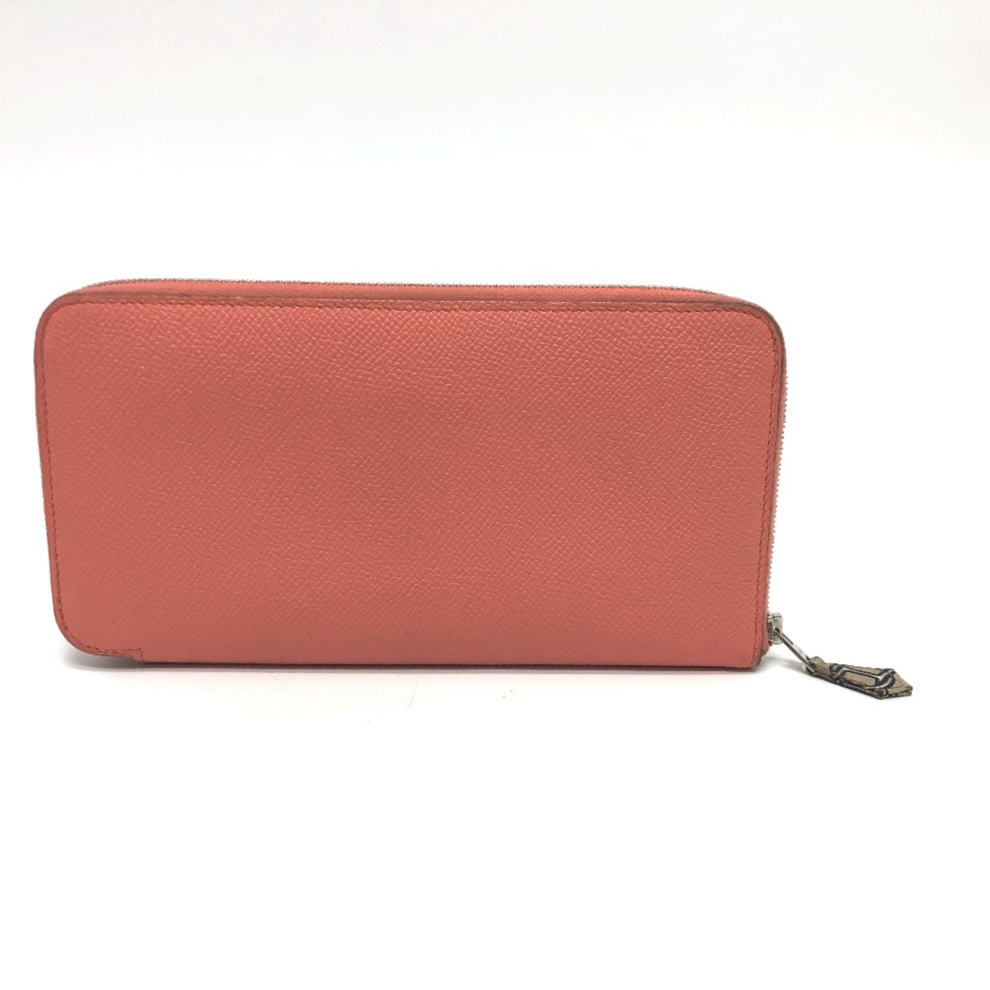 Hermes Zip Around Long Wallet Flamingo Pink Based SilverHardware