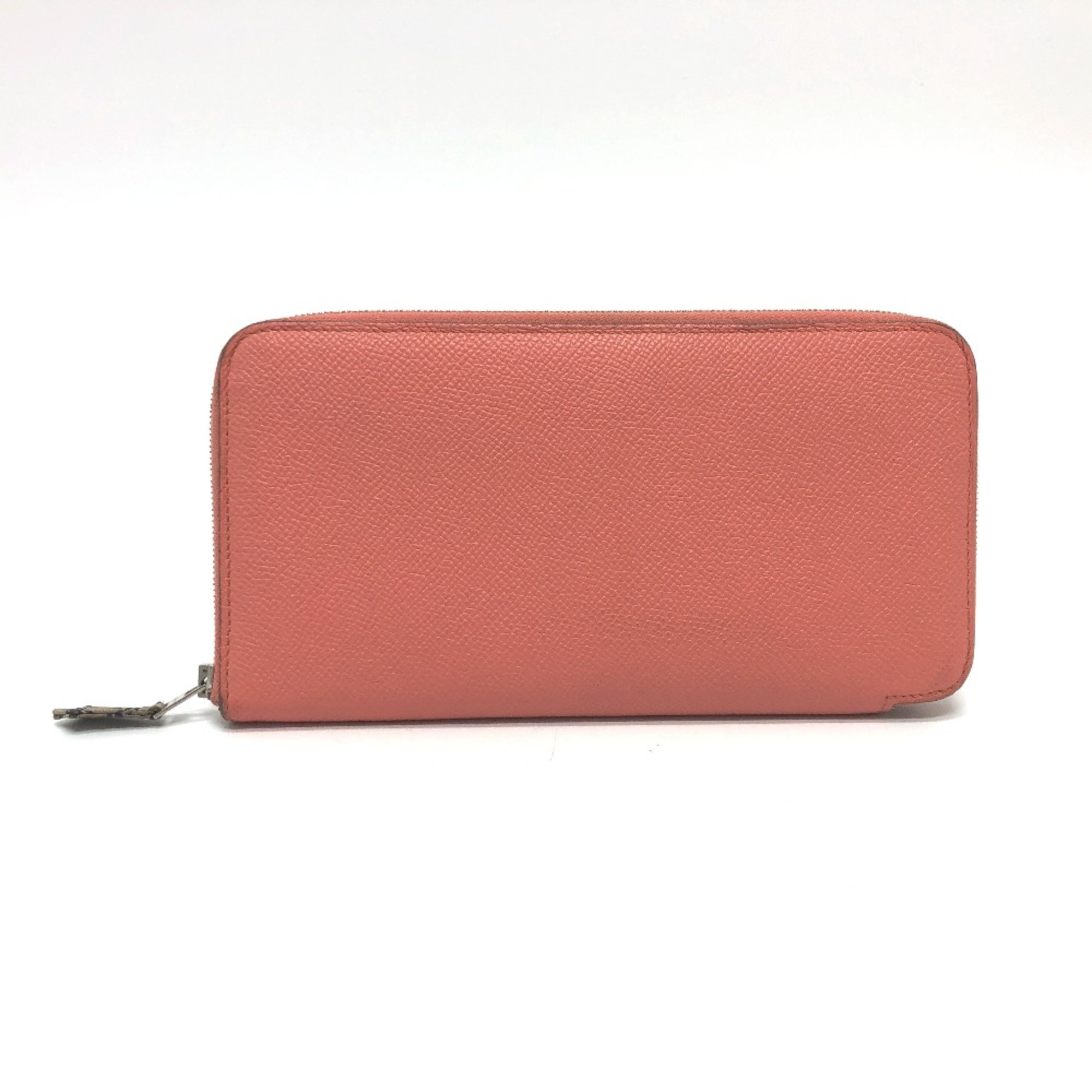 Hermes Zip Around Long Wallet Flamingo Pink Based SilverHardware