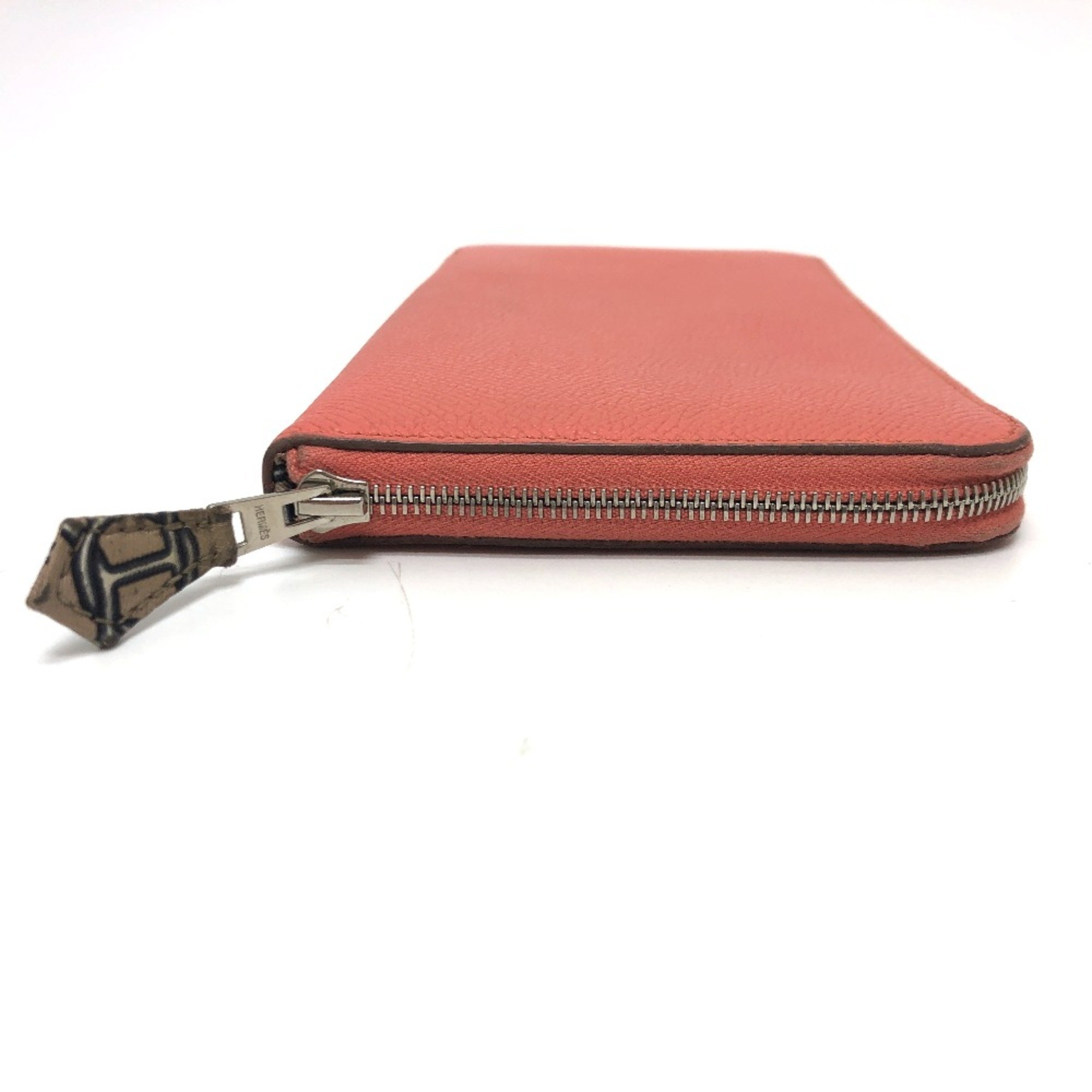 Hermes Zip Around Long Wallet Flamingo Pink Based SilverHardware