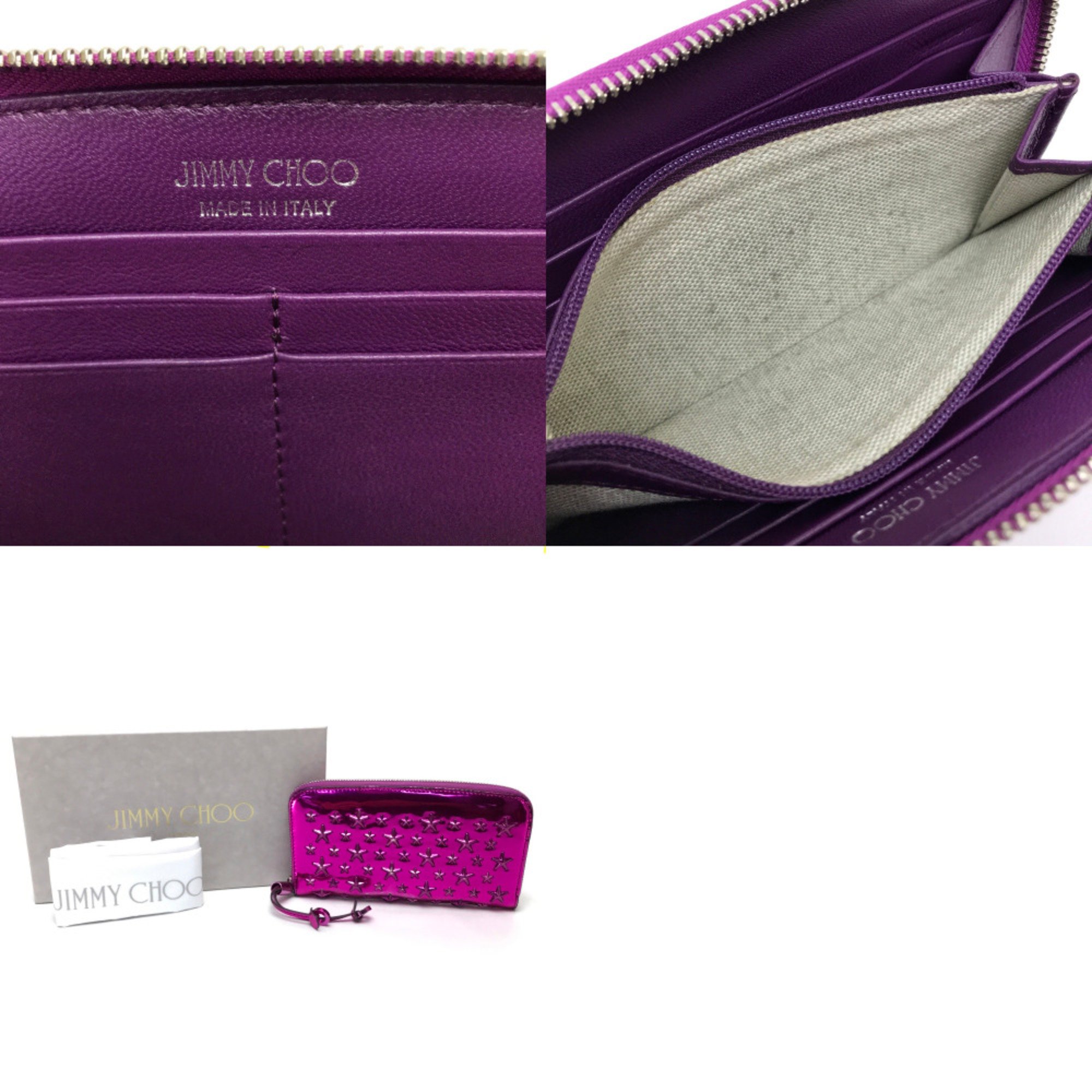 Jimmy Choo 163FILIPA.CIM Star stud filipa Zip Around Long Wallet Long Wallet Metallic purple