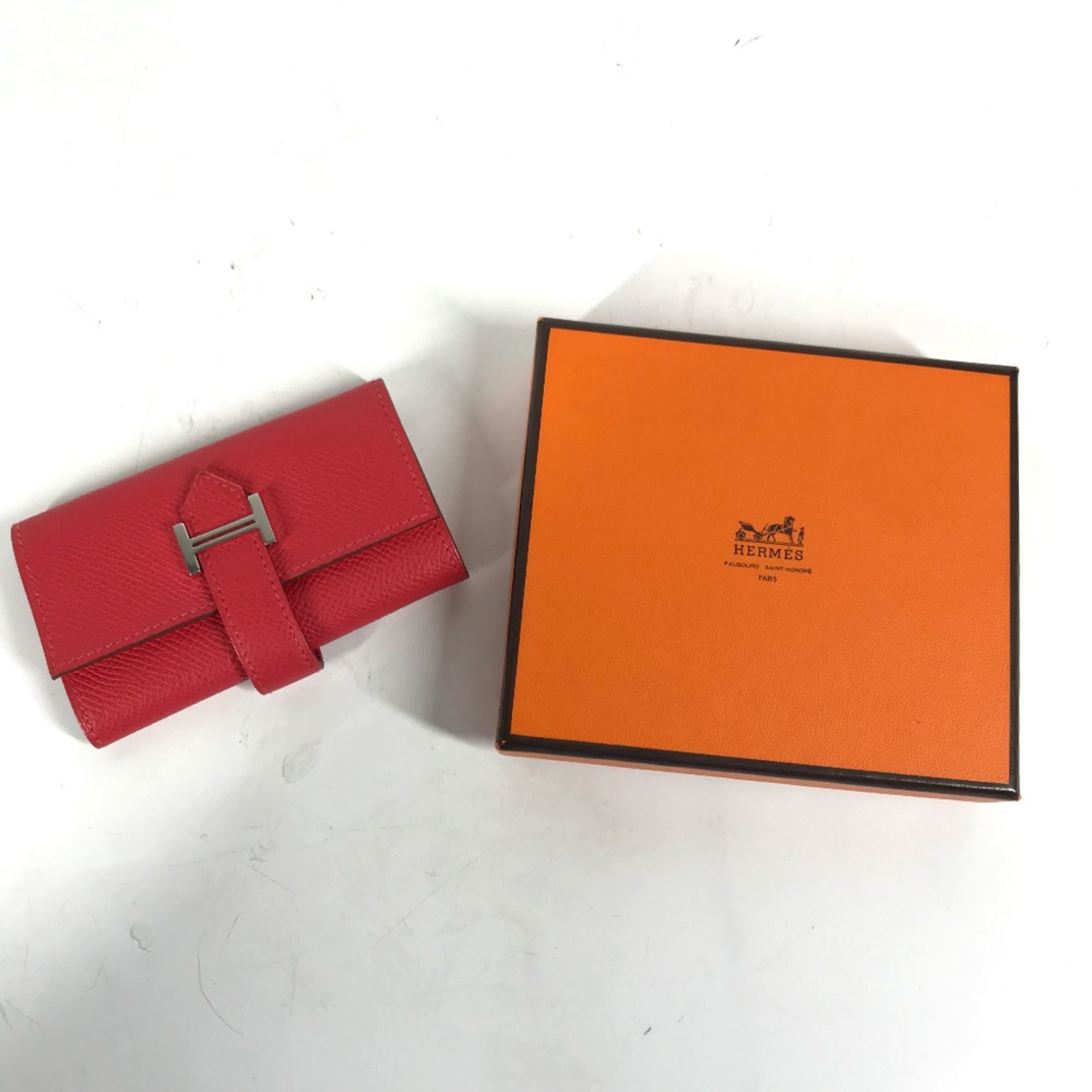 Hermes 4 key case Key H logo Key Case Red SilverHardware