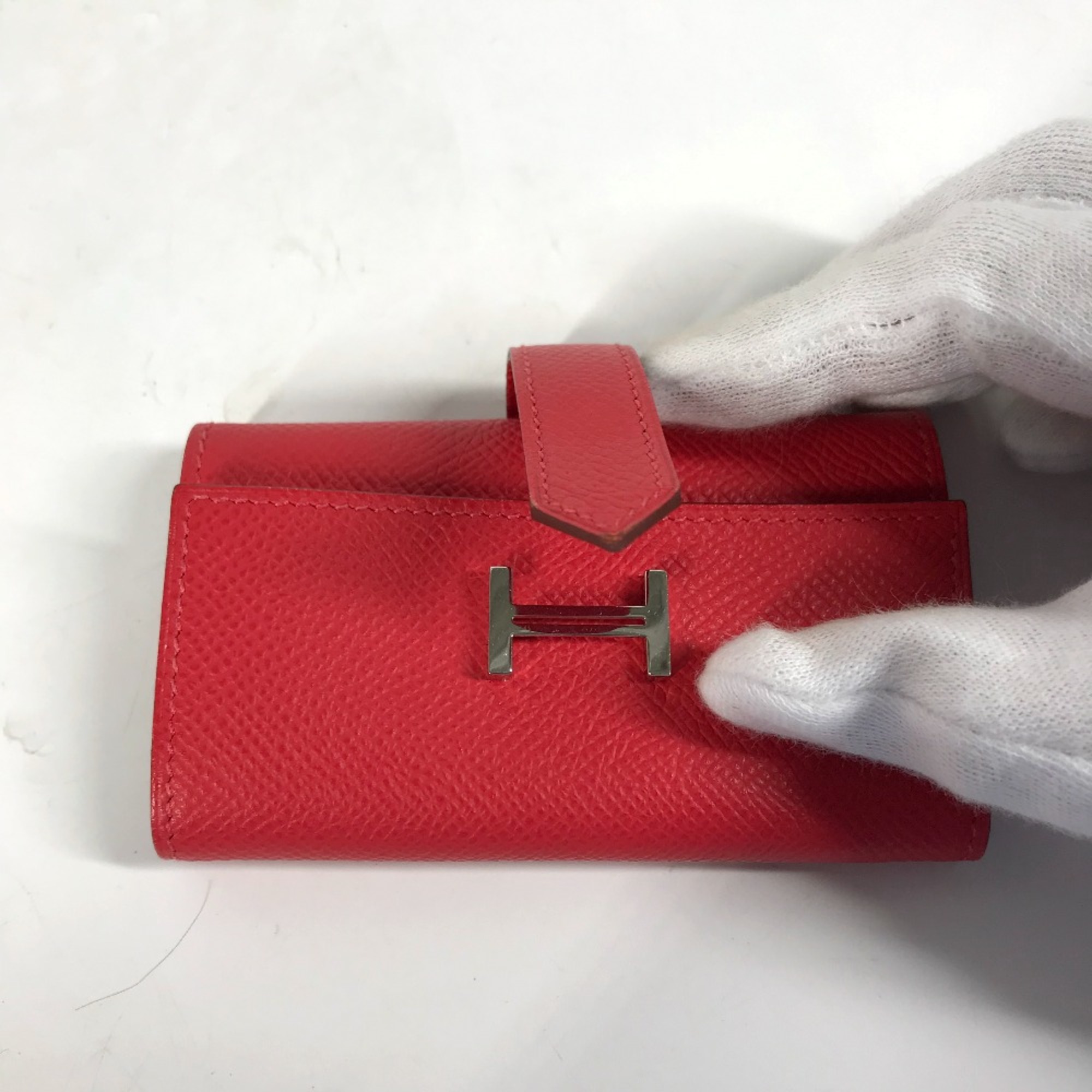 Hermes 4 key case Key H logo Key Case Red SilverHardware