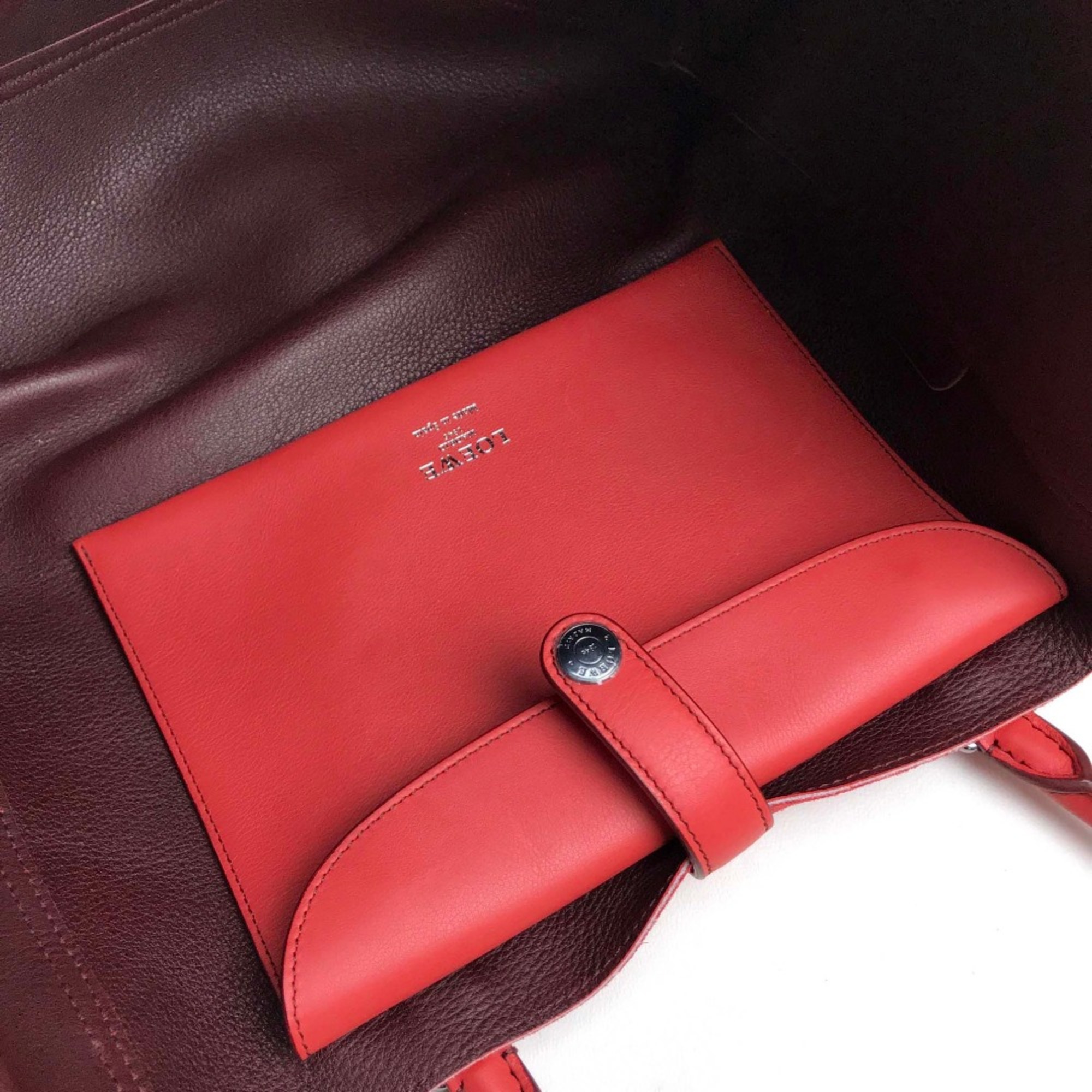 Loewe logo Bag Shoulder Bag Hand Bag Tote Bag Red Red