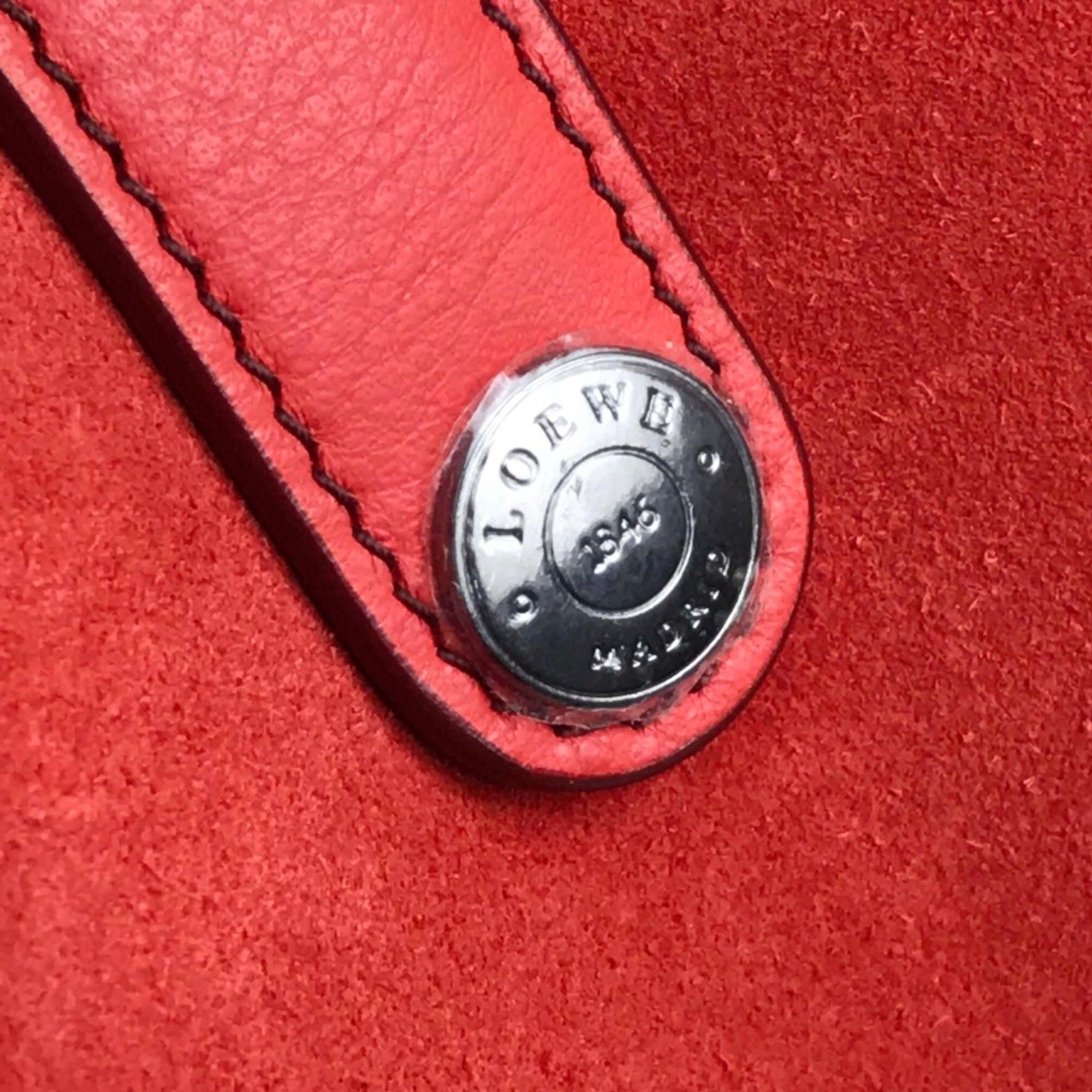 Loewe logo Bag Shoulder Bag Hand Bag Tote Bag Red Red