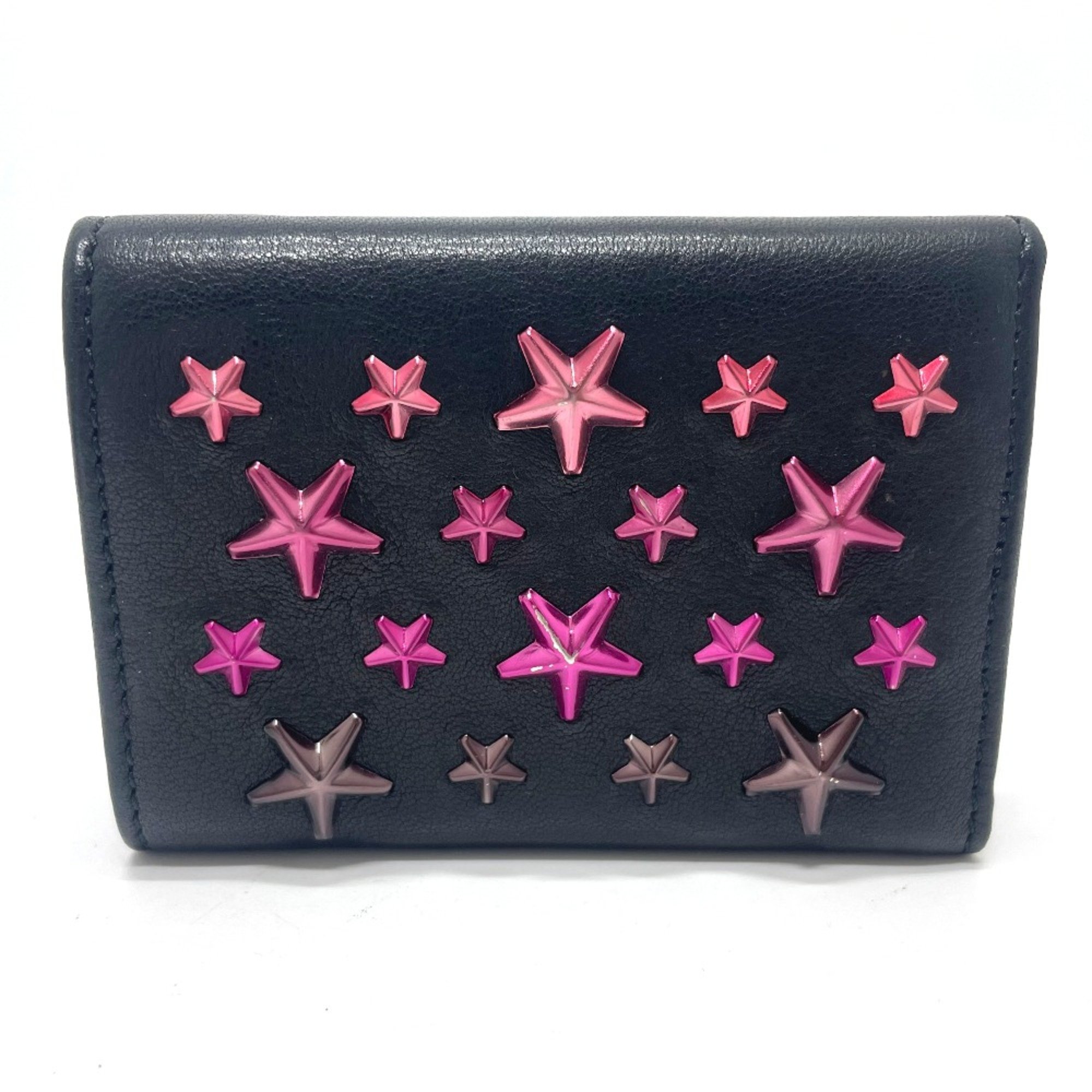 Jimmy Choo Star studs Compact Mini Wallet Trifold wallet Black