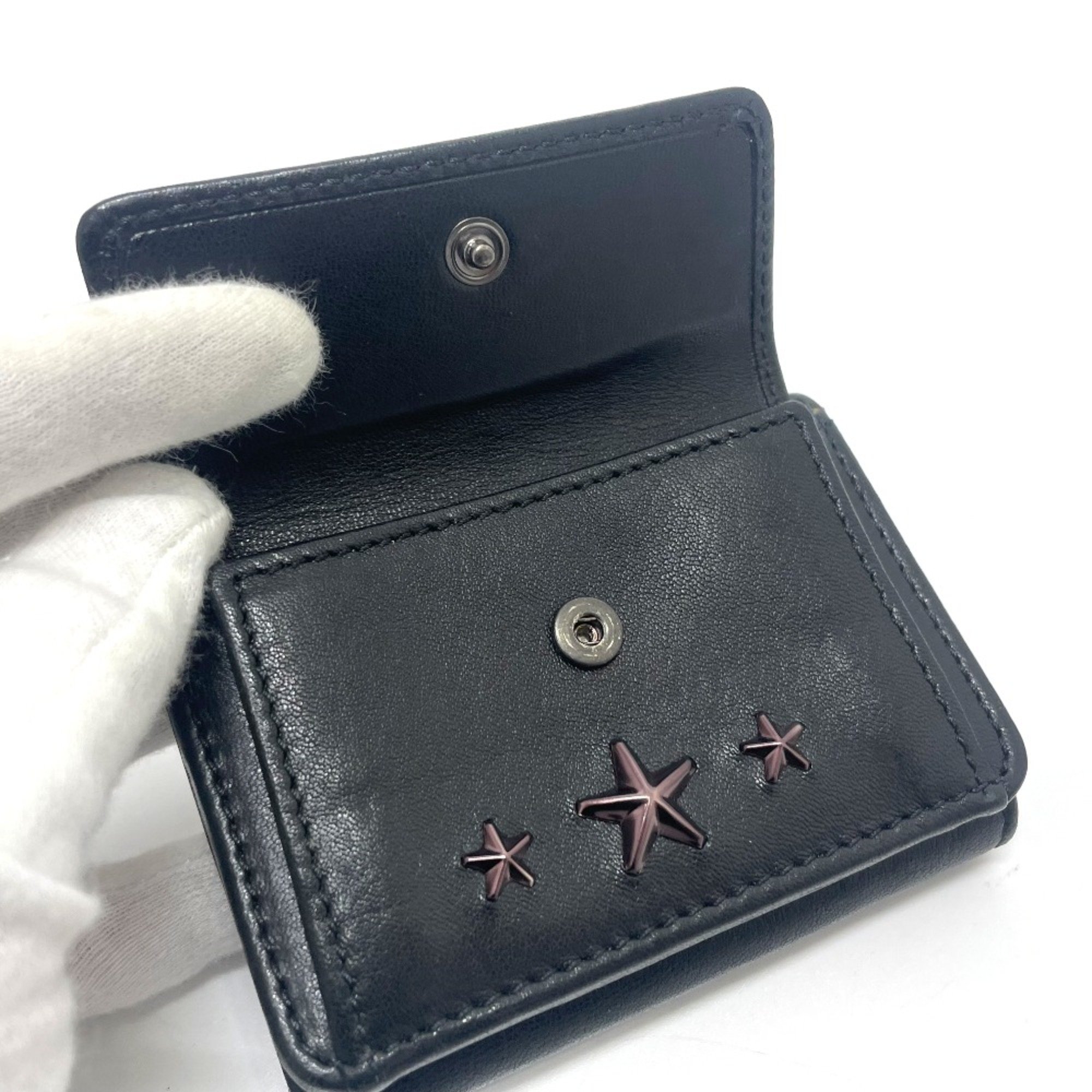 Jimmy Choo Star studs Compact Mini Wallet Trifold wallet Black