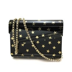 Jimmy Choo Star pattern Bag Crossbody Chain Pochette Shoulder Bag Black Gold