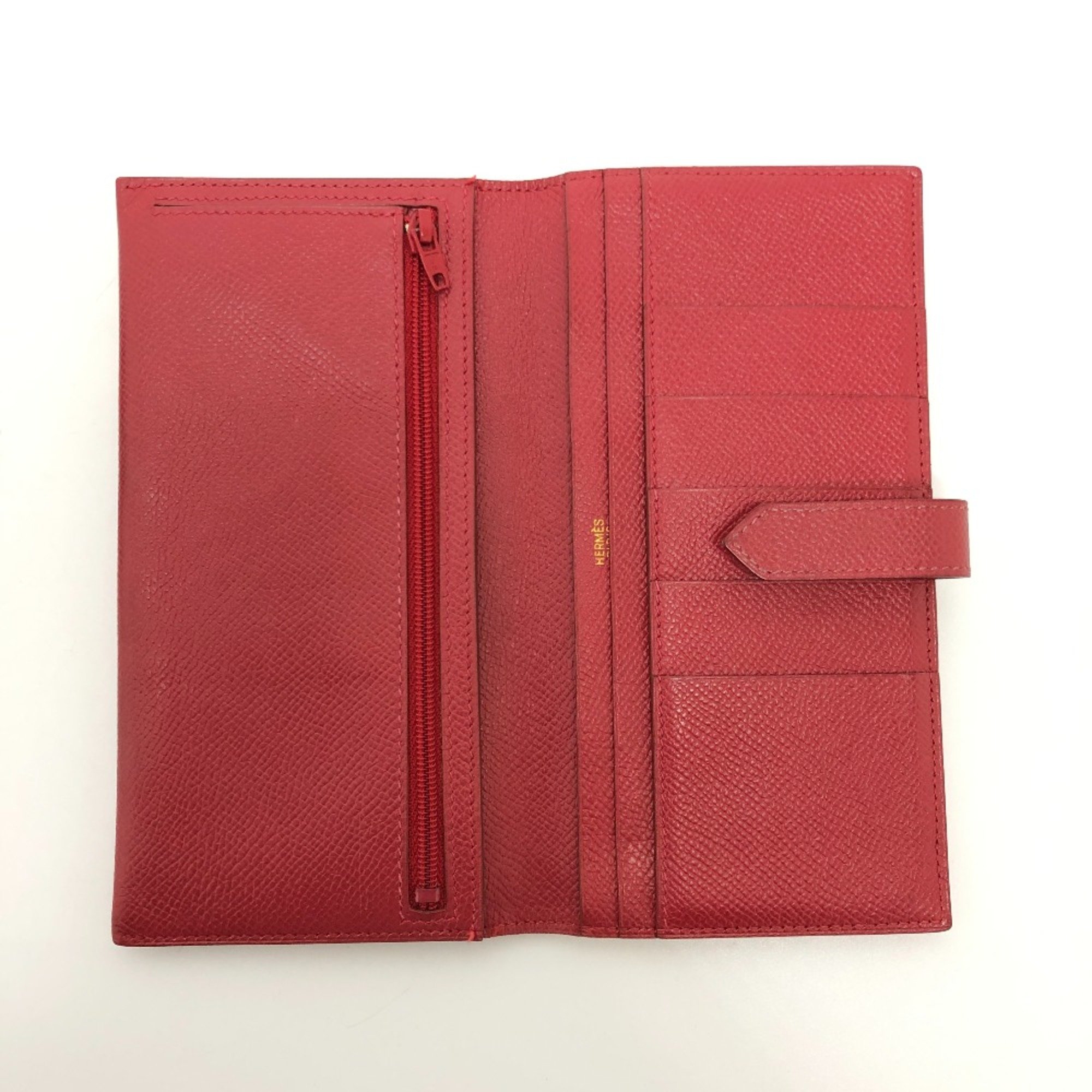 Hermes Two fold Long Wallet Red GoldHardware