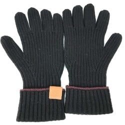 Loewe leather tag leather tag Glove gloves Black