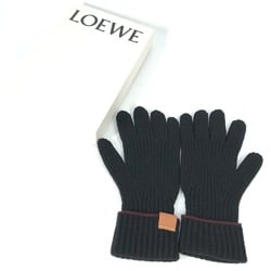 Loewe leather tag leather tag Glove gloves Black