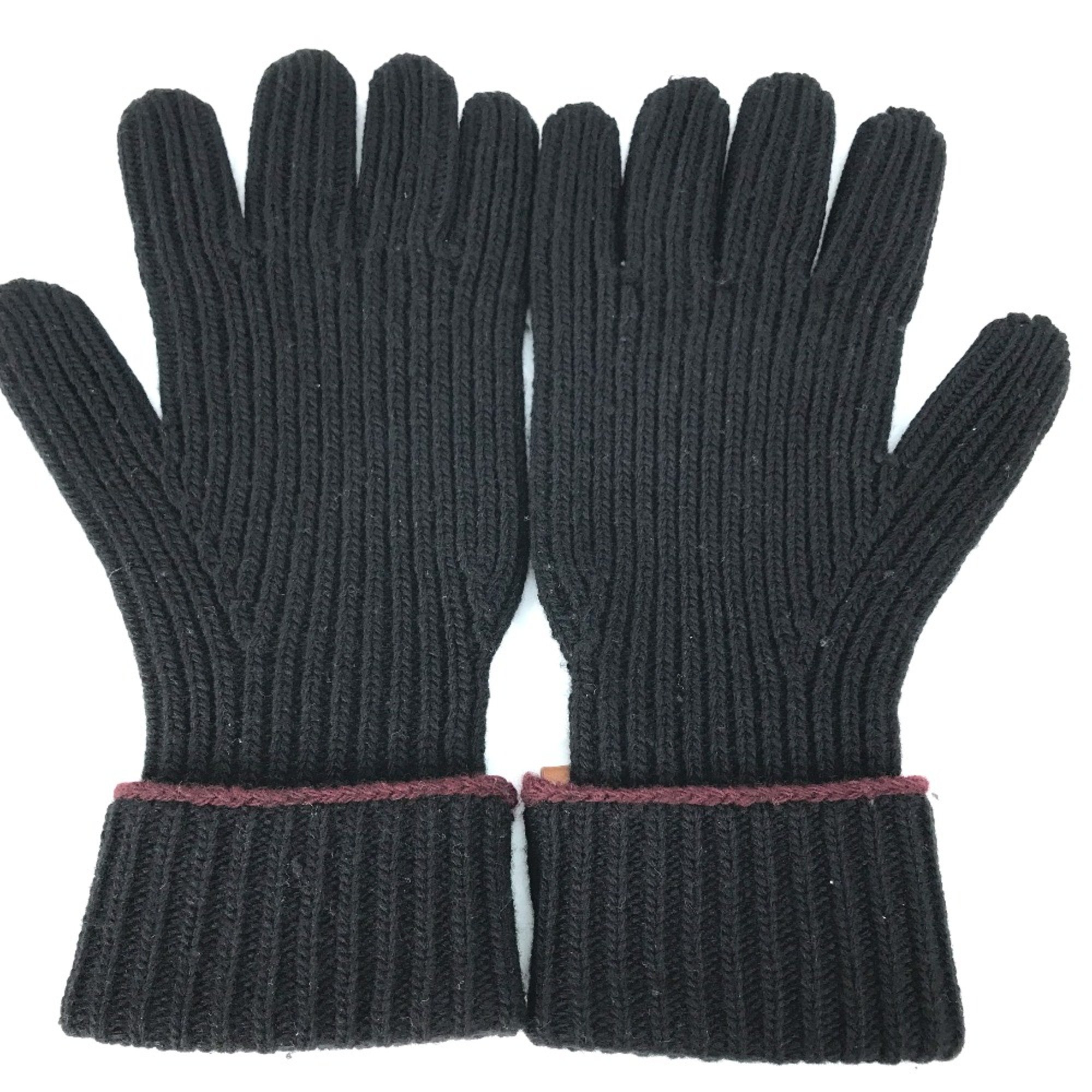 Loewe leather tag leather tag Glove gloves Black