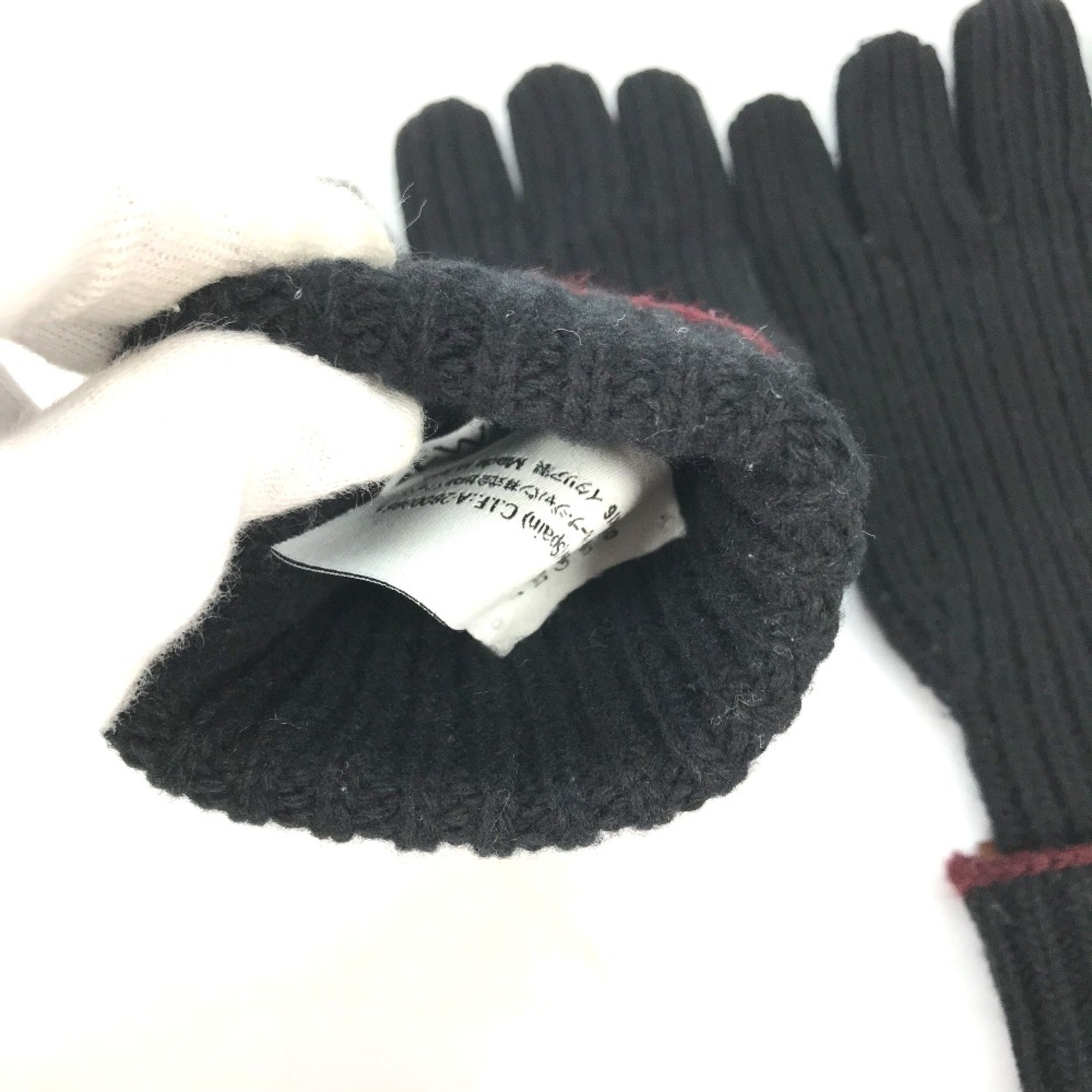 Loewe leather tag leather tag Glove gloves Black