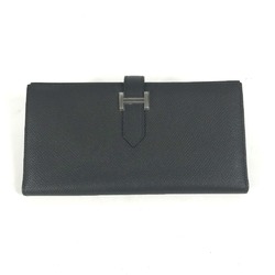 Hermes H logo Long wallet Long Wallet Black SilverHardware