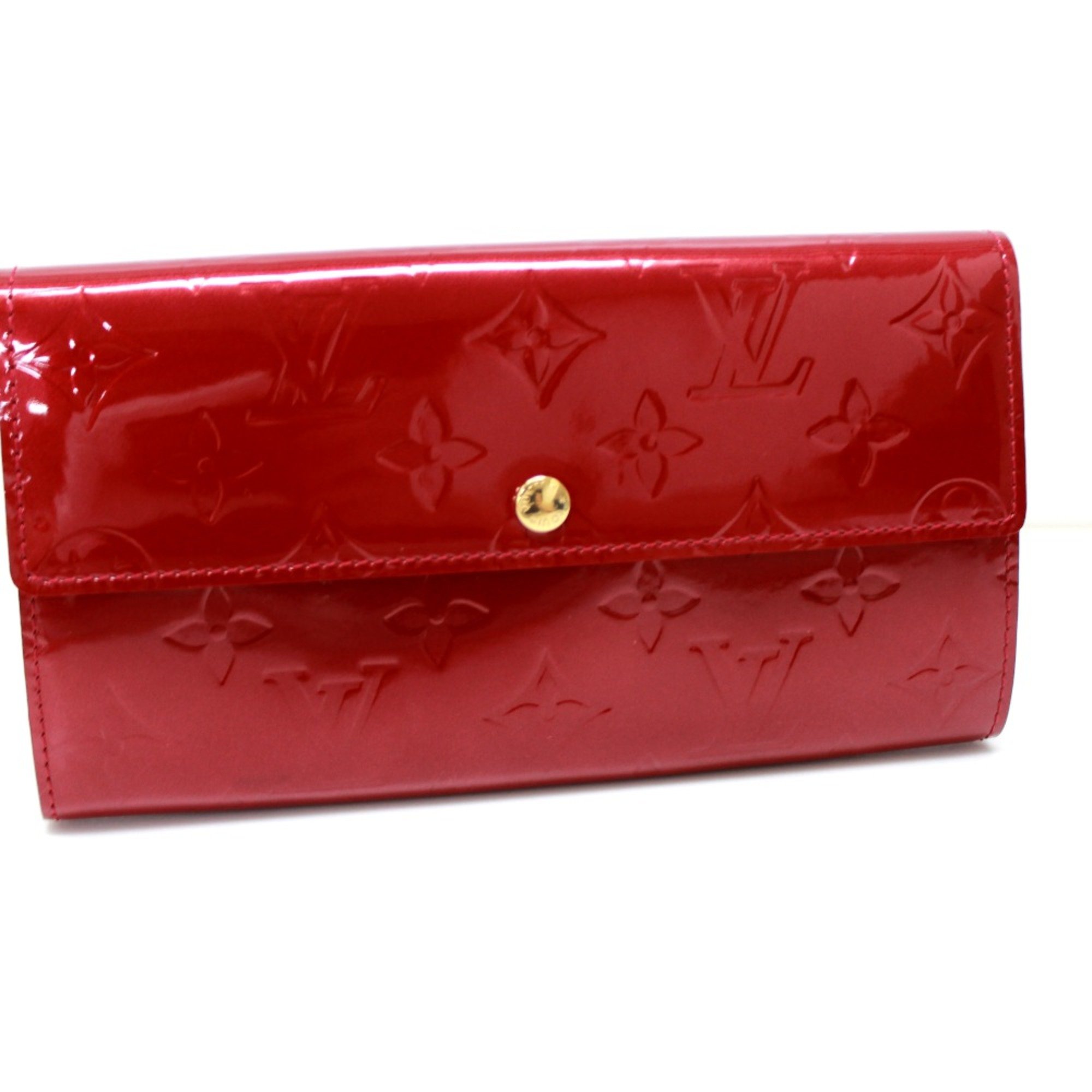 Louis Vuitton M91983 MonogramVernis Bifold long wallet Long Wallet Pomdamul Red