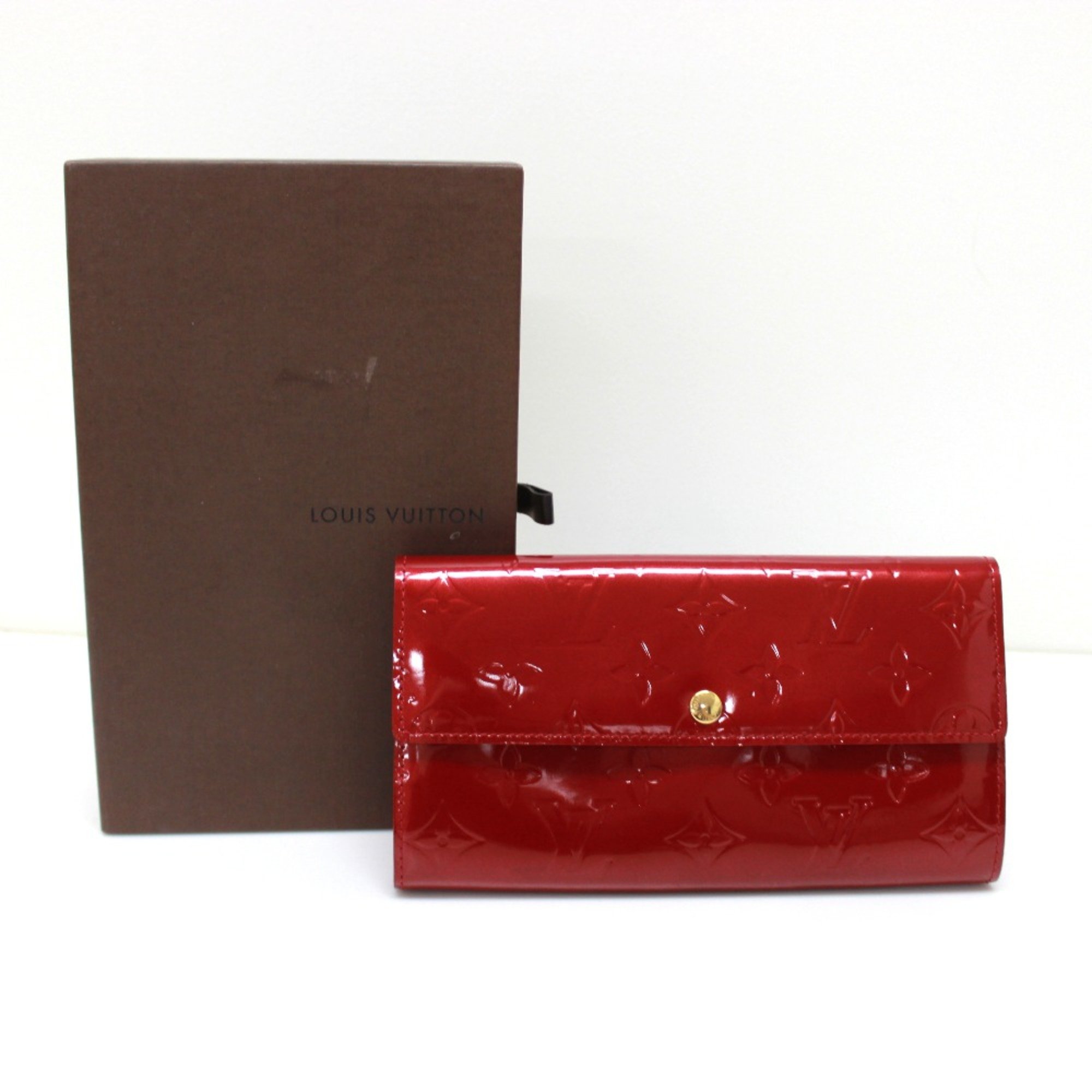 Louis Vuitton M91983 MonogramVernis Bifold long wallet Long Wallet Pomdamul Red